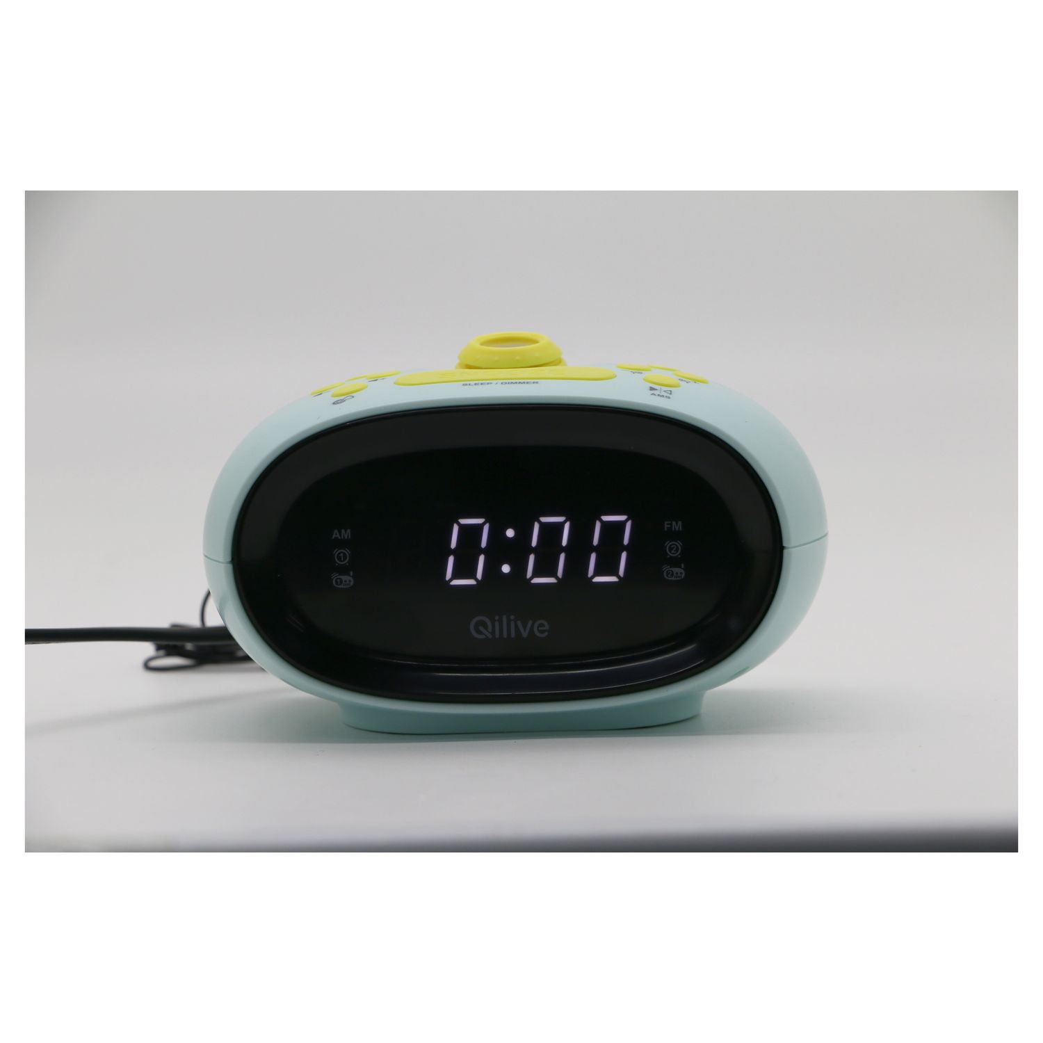 Voir la diapositive 2 : QILIVE Radio réveil avec projecteur Q1843 - Bleu et vert