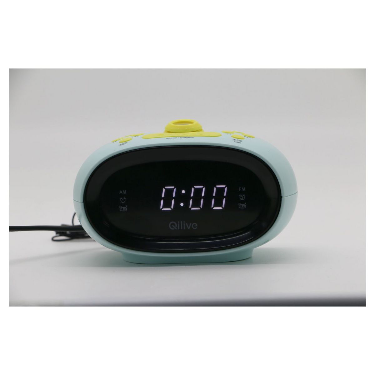 QILIVE Radio réveil avec projecteur Q1843 - Bleu et vert