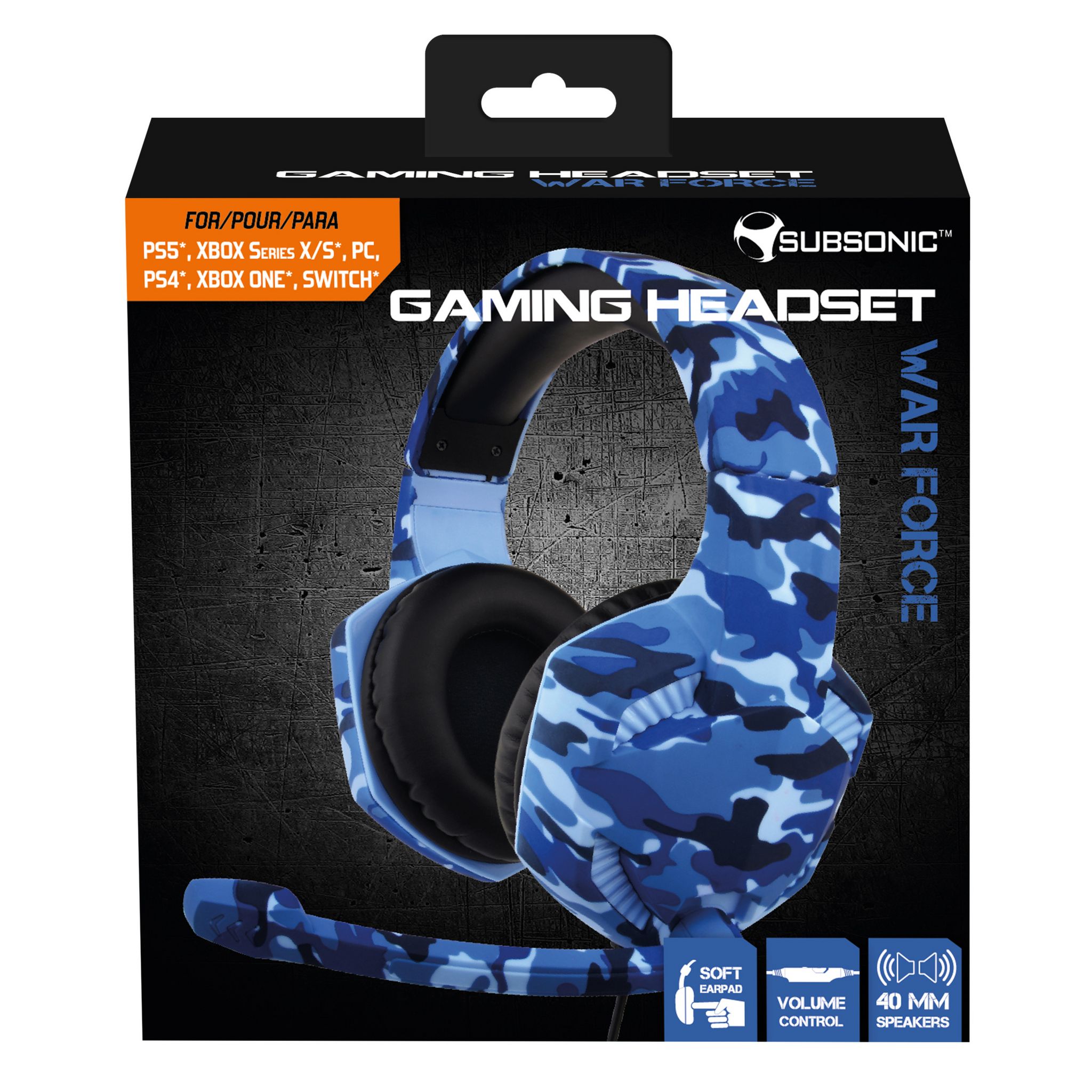Voir la diapositive 2 : Casque Gaming Filaire War Force Bleu Camo Multiplateforme