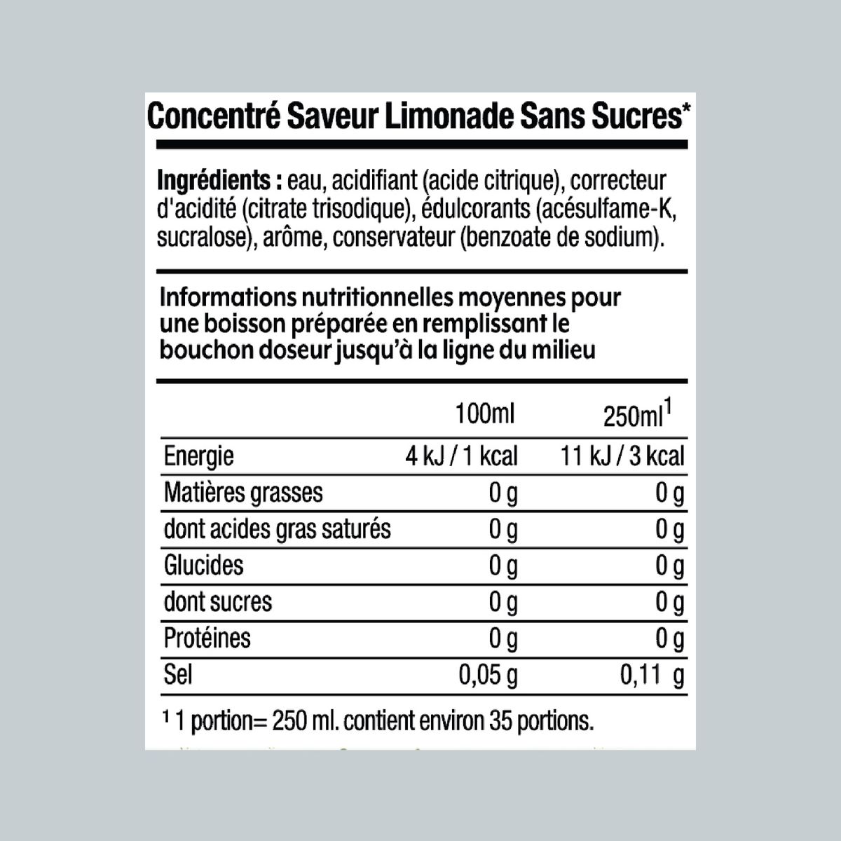 SODASTREAM Concentré à soda Limonade sans sucres