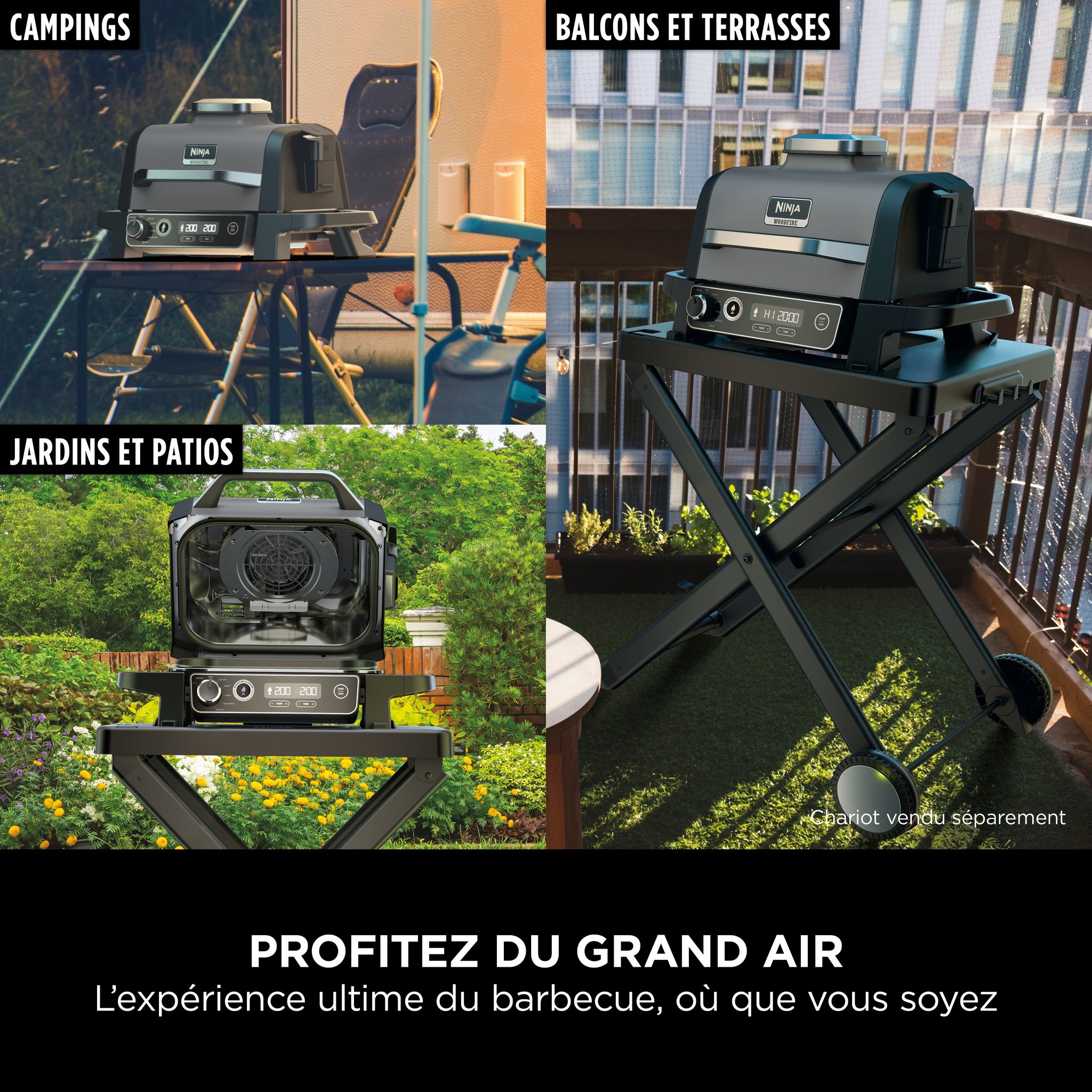 Voir la diapositive 13 : NINJA Barbecue électrique et fumoir Woodfire OG701EU - Noir