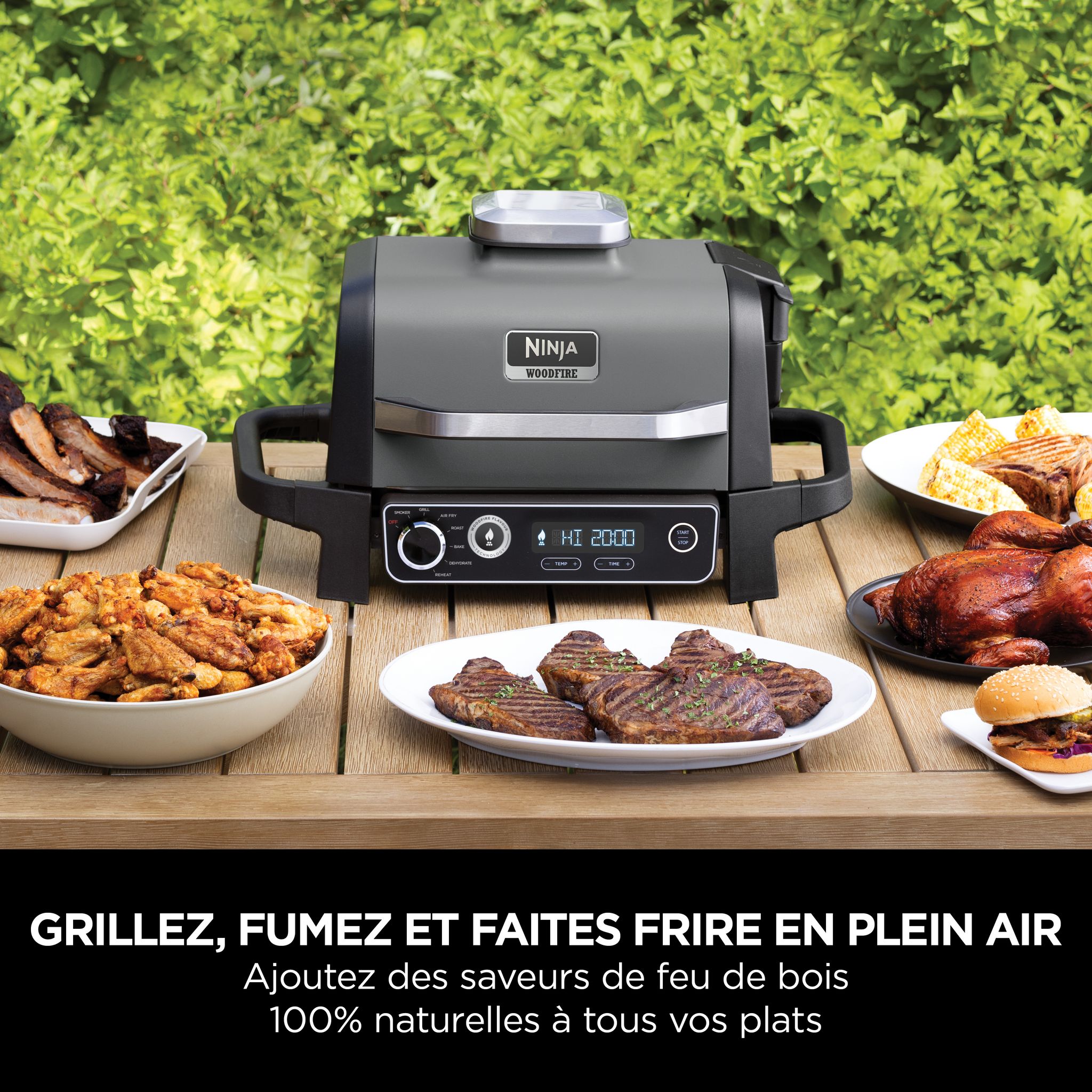 Voir la diapositive 6 : NINJA Barbecue électrique et fumoir Woodfire OG701EU - Noir