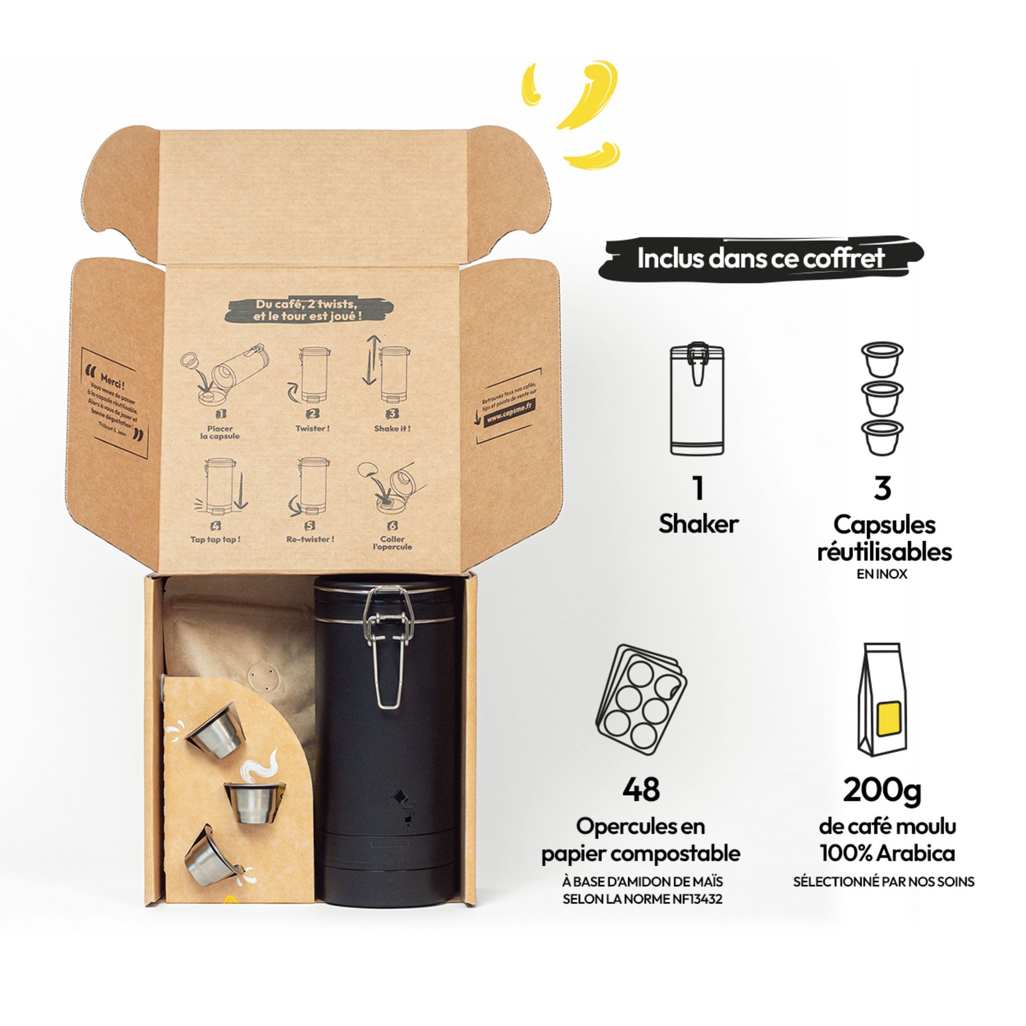 Voir la diapositive 2 : CAPS'ME Coffret capsules réutilisables - Noir