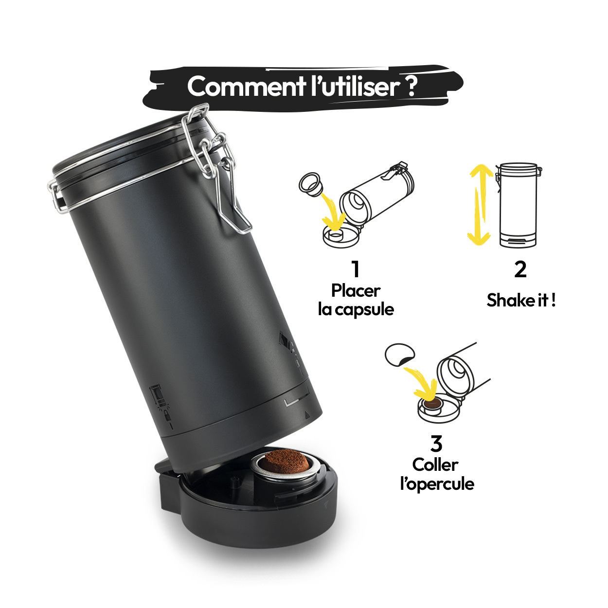Voir la diapositive 4 : CAPS'ME Coffret capsules réutilisables - Noir