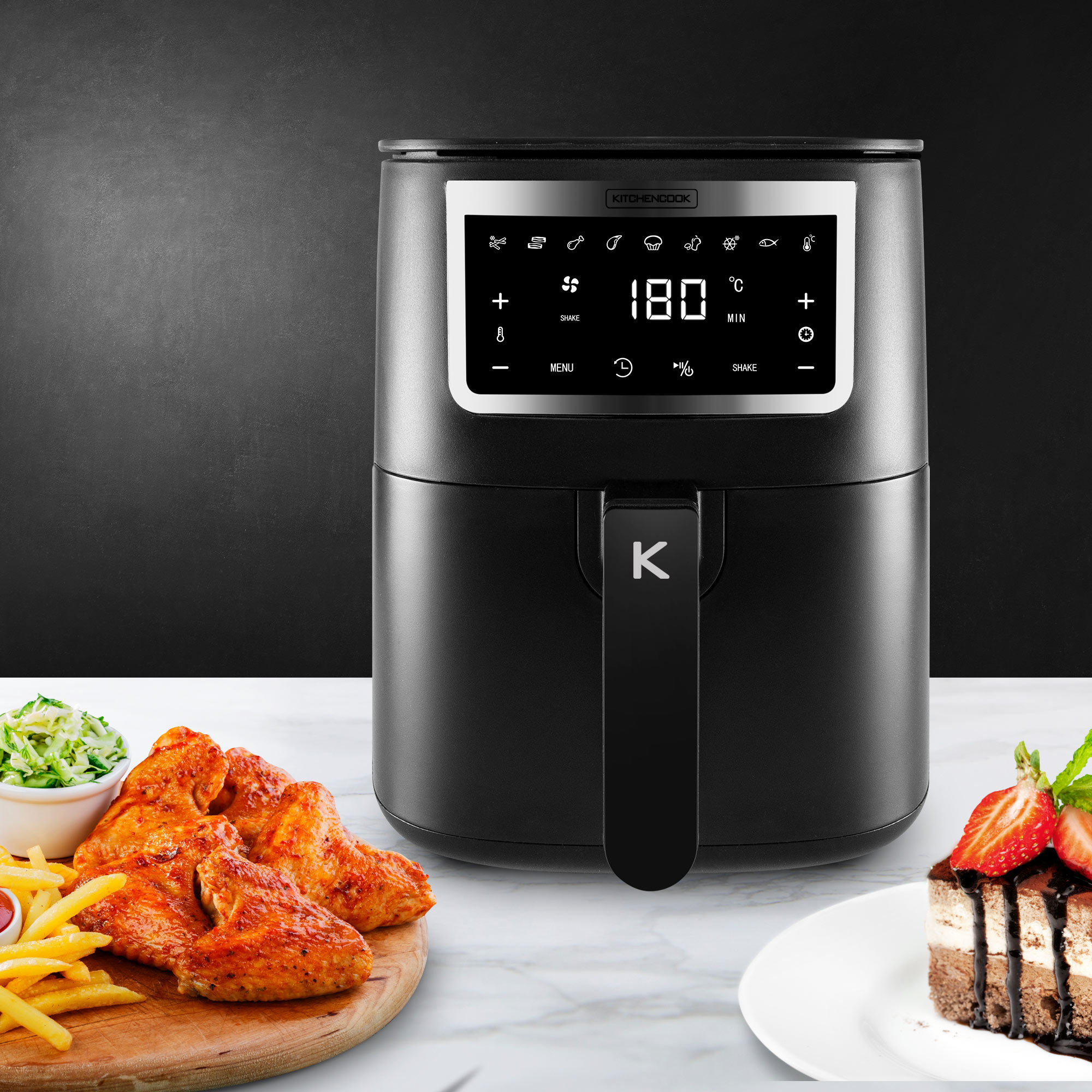 Voir la diapositive 2 : KITCHENCOOK Friteuse sans huile à air chaud AIRMED4 - Noir