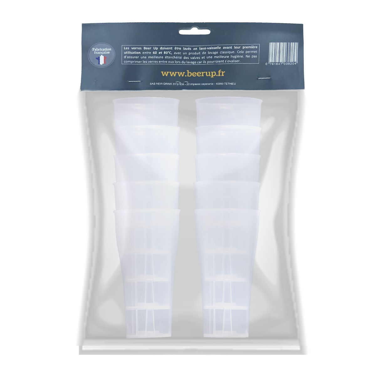 BEER UP Lot de 10 verres 25 cl 10VGD - Transparent