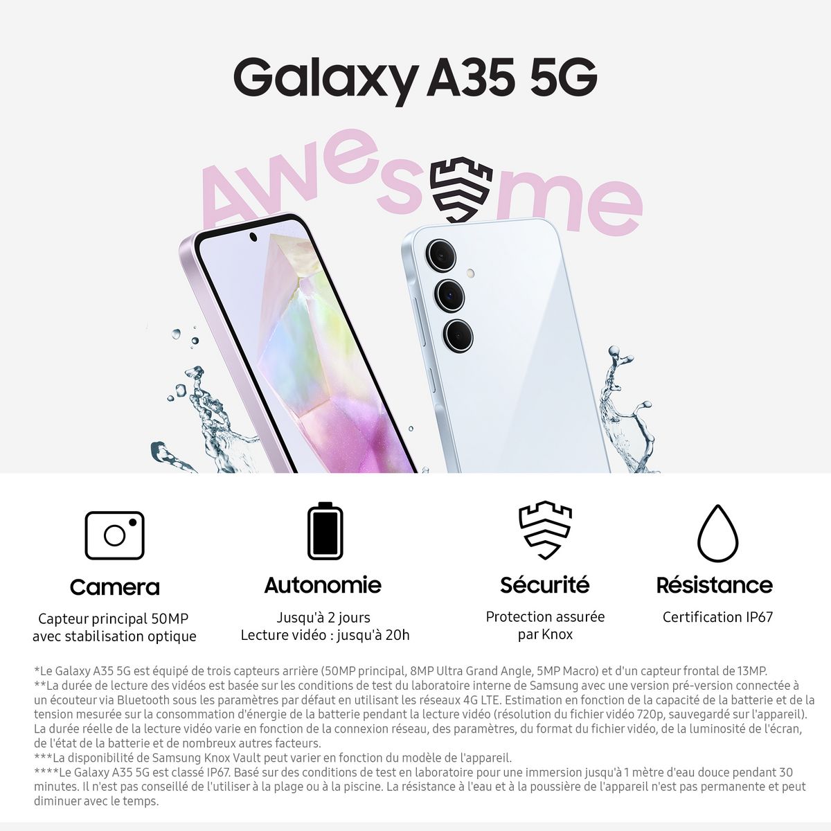 SAMSUNG Galaxy A35 5G 128Go - Bleu Nuit