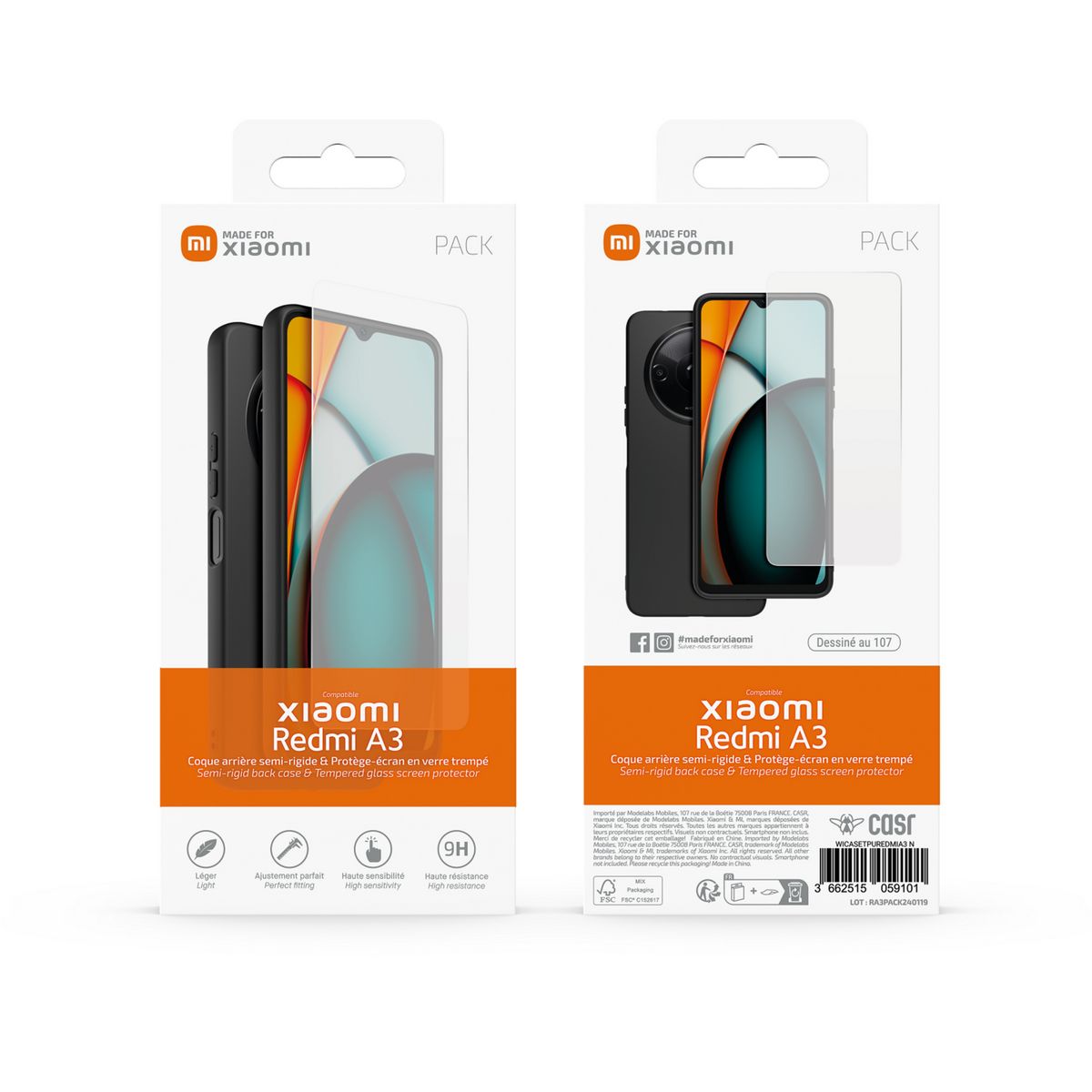 XIAOMI Pack Redmi A3 128Go + Coque Verre Trempé - Noir