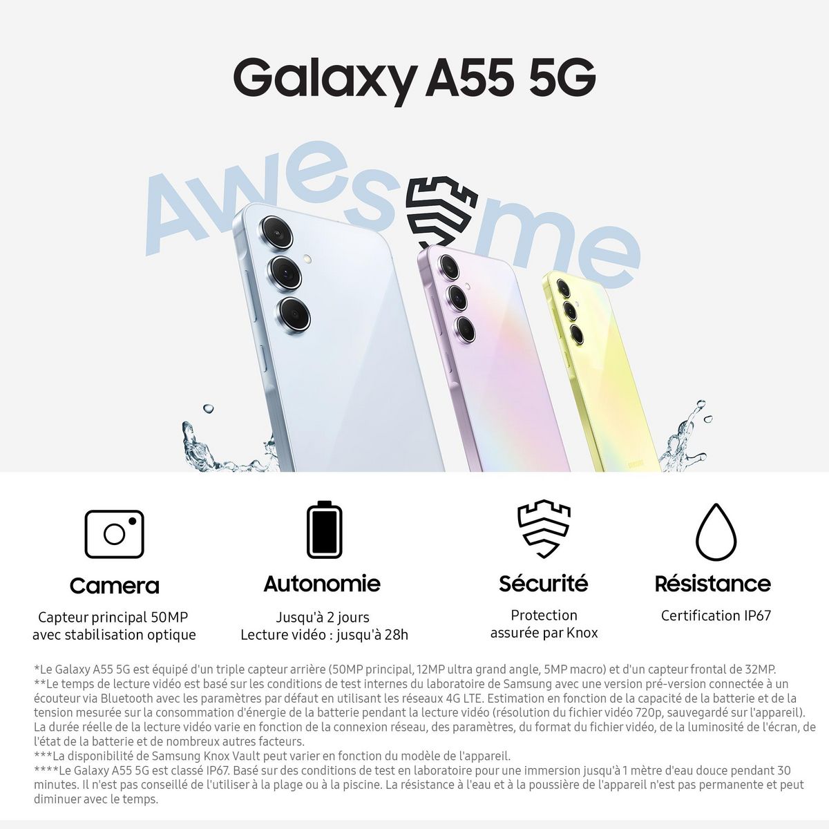 SAMSUNG Galaxy A55 5G 128Go - Bleu nuit