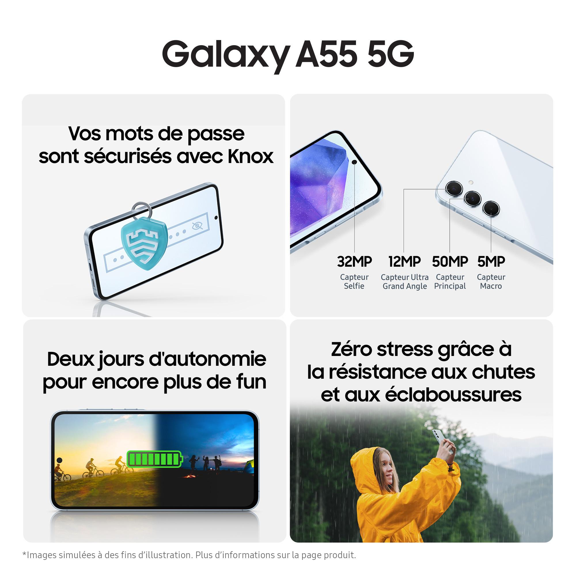 Voir la diapositive 5 : SAMSUNG Galaxy A55 5G 128Go - Bleu nuit