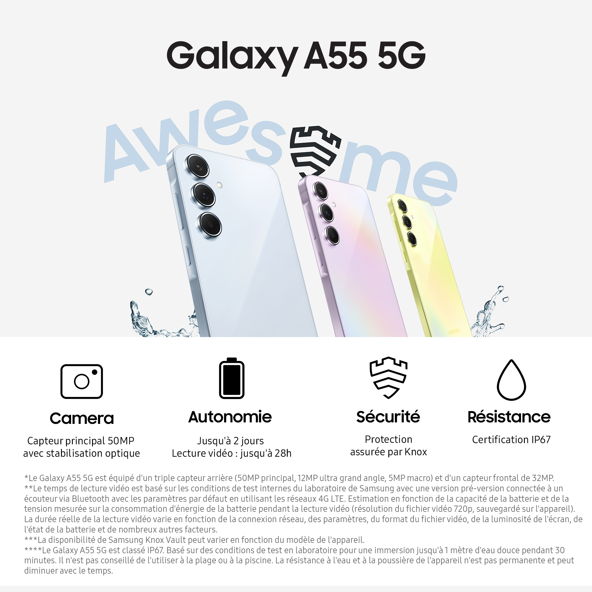 Voir la diapositive 4 : SAMSUNG Galaxy A55 5G 128Go - Lime