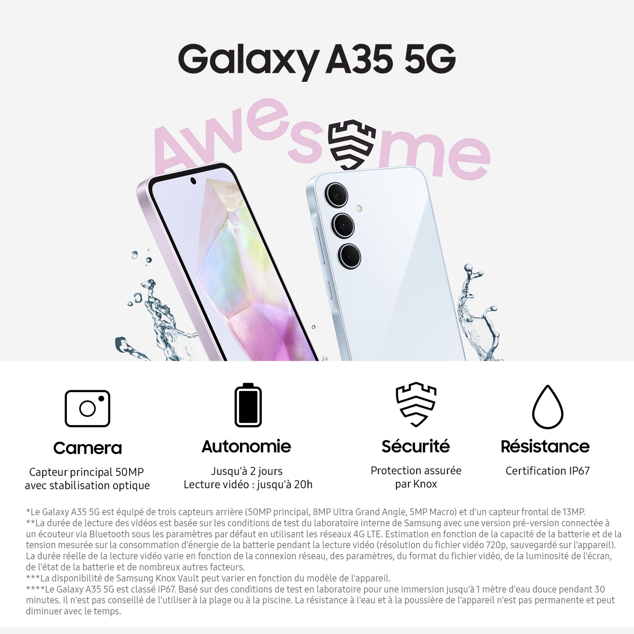 Voir la diapositive 4 : SAMSUNG Galaxy A35 5G 128Go - Lilas