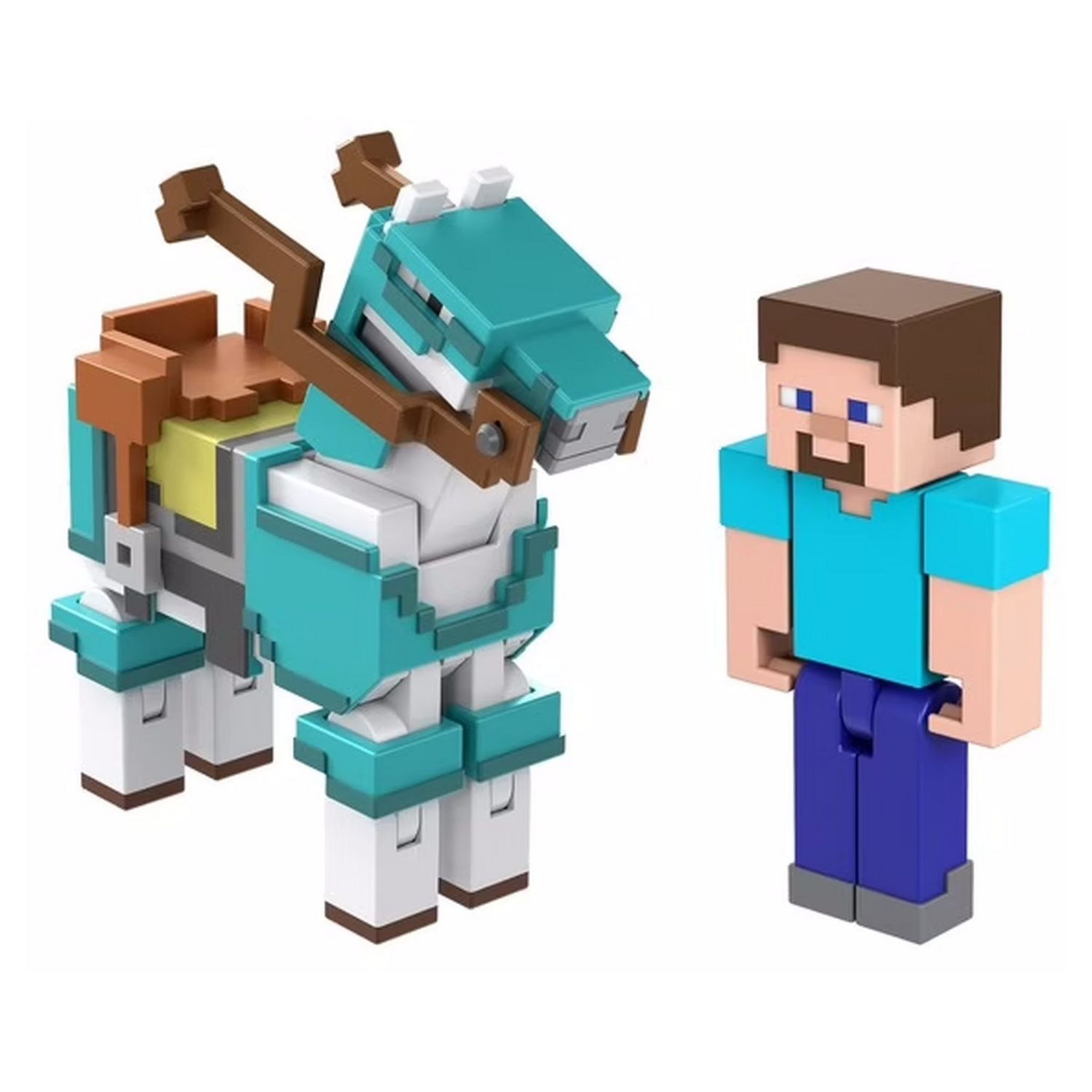 Voir la diapositive 3 : MATTEL Figurine Steve et son cheval en diamant Minecraft