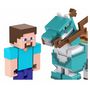 Voir la diapositive 4 : MATTEL Figurine Steve et son cheval en diamant Minecraft