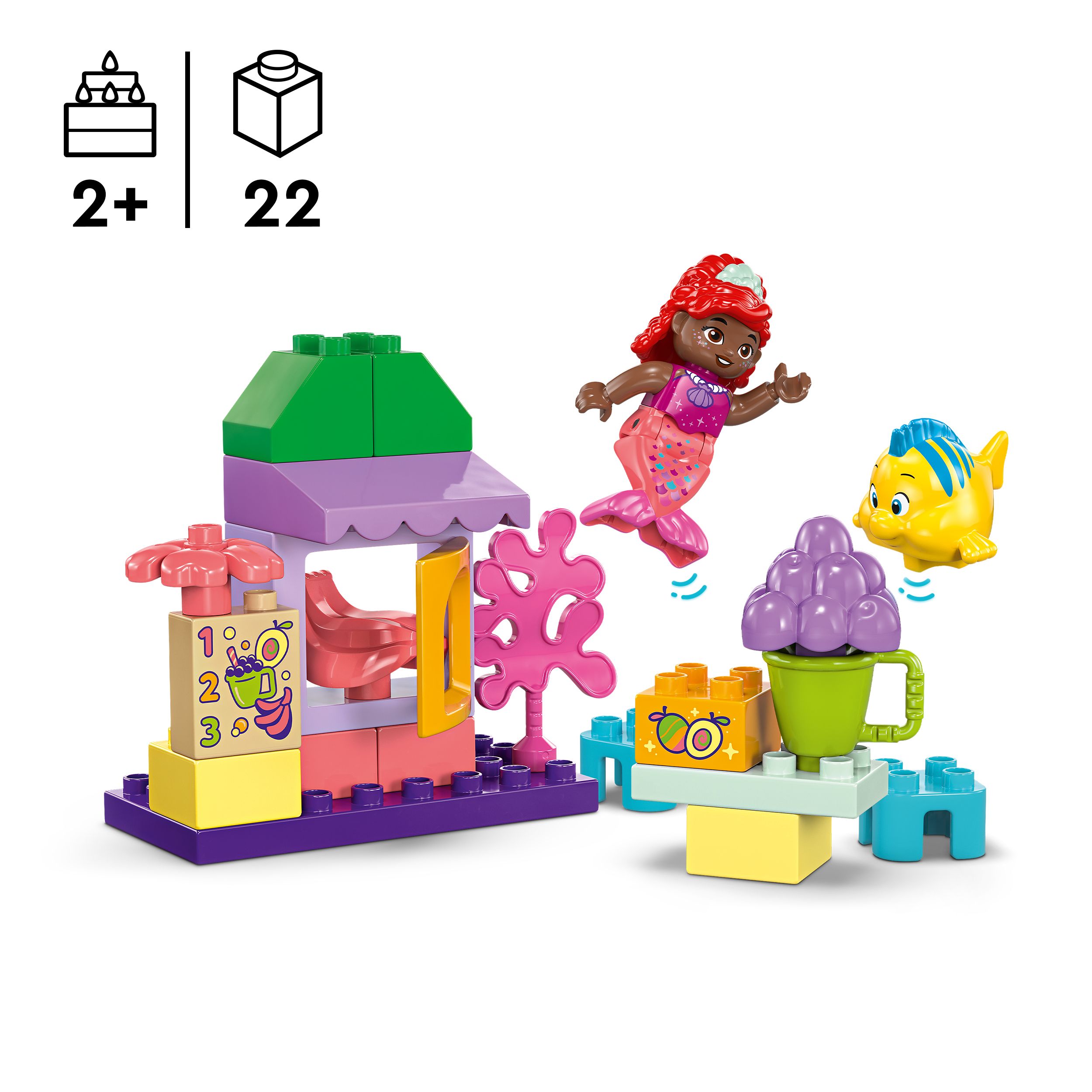 Voir la diapositive 3 : LEGO DUPLO 10420 - Le Stand de Café d'Ariel et de Polochon - Set Briques de Construction La Petite Sirène