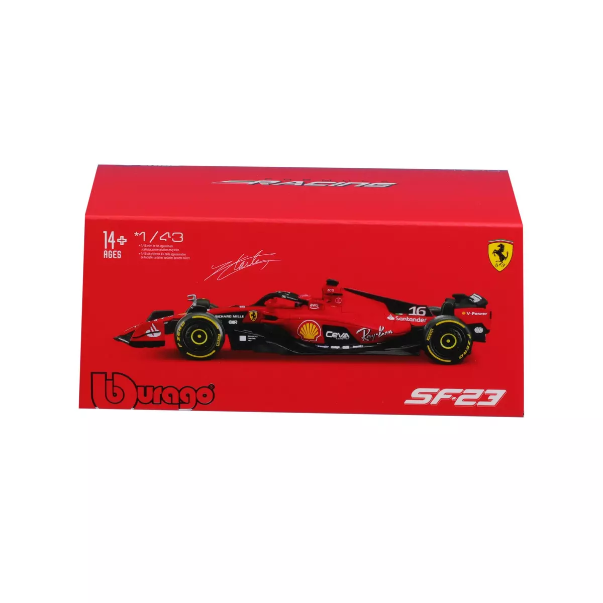 BBURAGO Voiture Ferrari F1 SF 2023 de Charles Leclerc - échelle 1/43ème - Rouge
