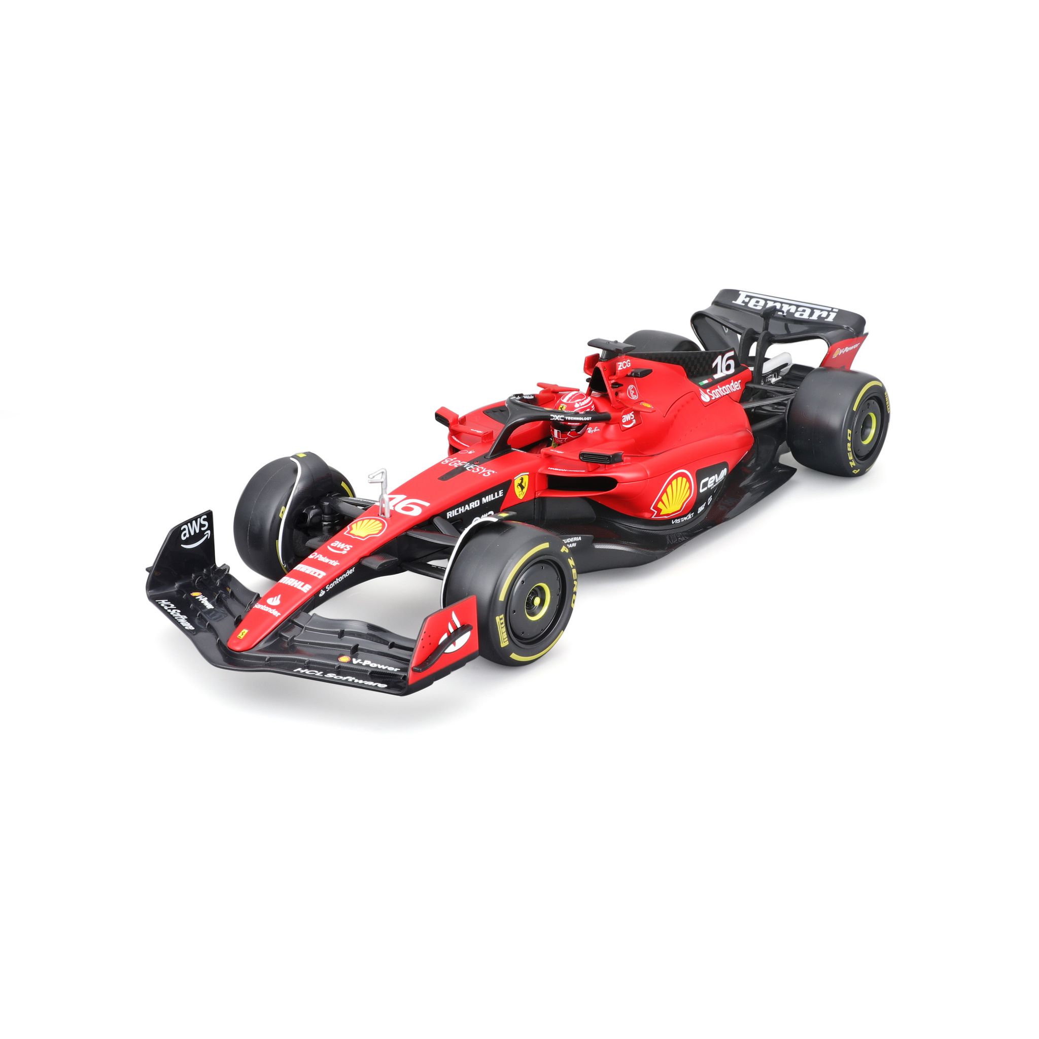Voir la diapositive 2 : BBURAGO Voiture Ferrari F1 SF 2023 de Charles Leclerc - échelle 1/18ème - Rouge