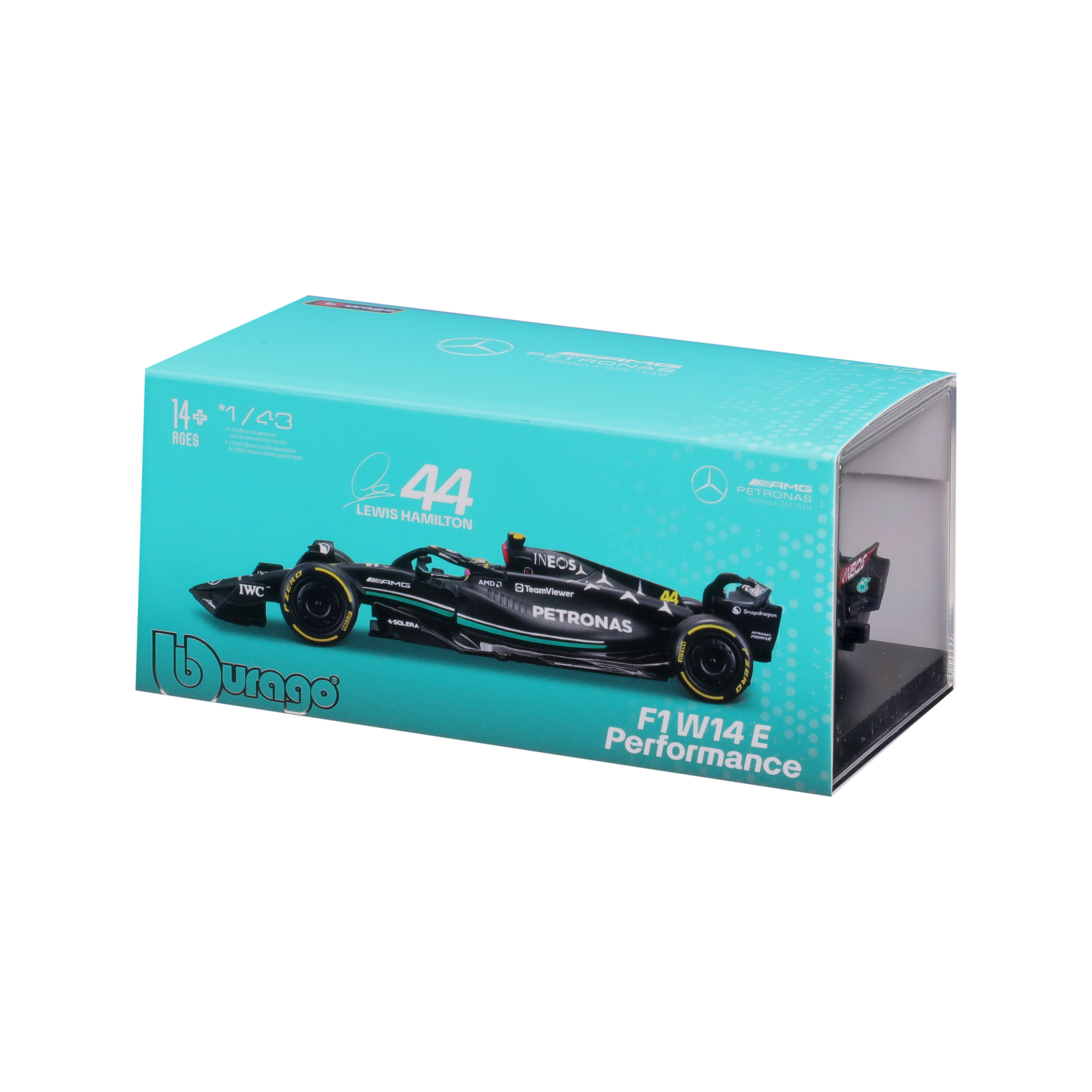 Voir la diapositive 4 : BBURAGO Voiture Mercedes-AMG F1 W13 2023 de Lewis Hamilton - échelle 1/43ème