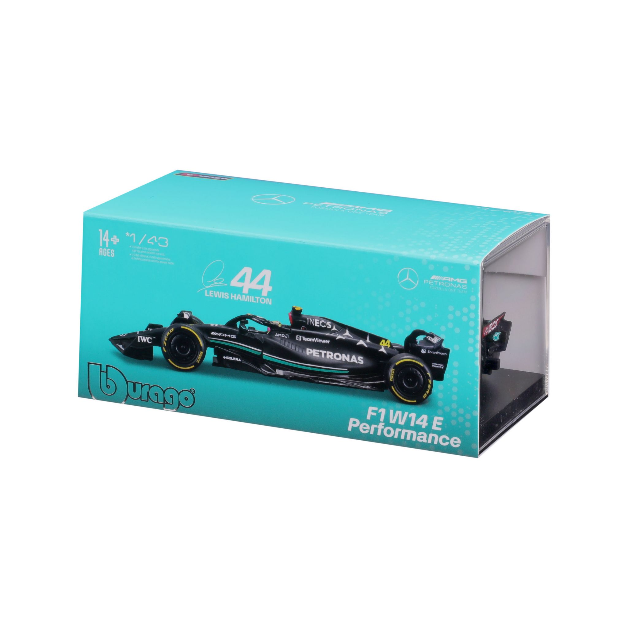 Voir la diapositive 4 : BBURAGO Voiture Mercedes-AMG F1 W13 2023 de Lewis Hamilton - échelle 1/43ème