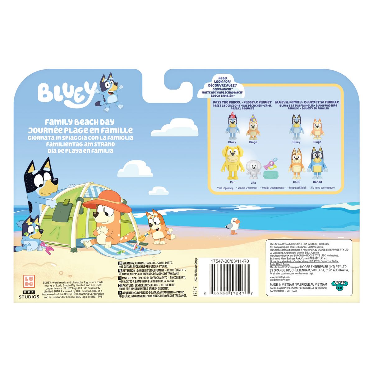 MOOSE Figurines x4 La Famille Bluey à la Plage