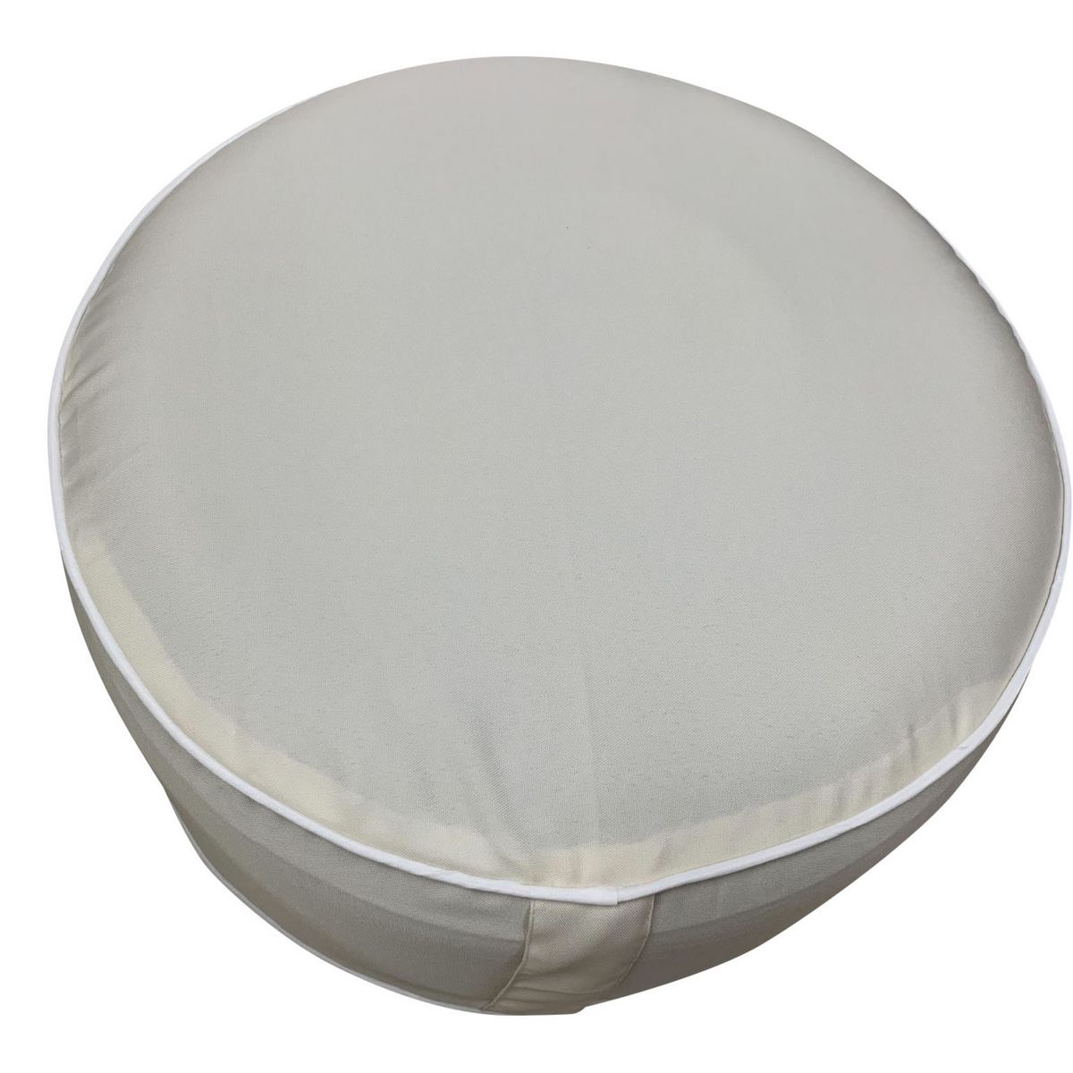 Pouf rond gonflable 1 place avec housse polyester 100% recyclé à zipper - Blanc