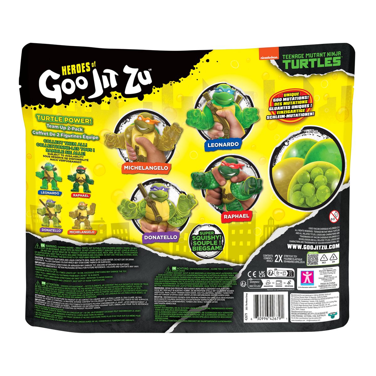 MOOSE Pack figurines X2 Goo Jit Zu Tortues Ninja Leonardo et Raphael