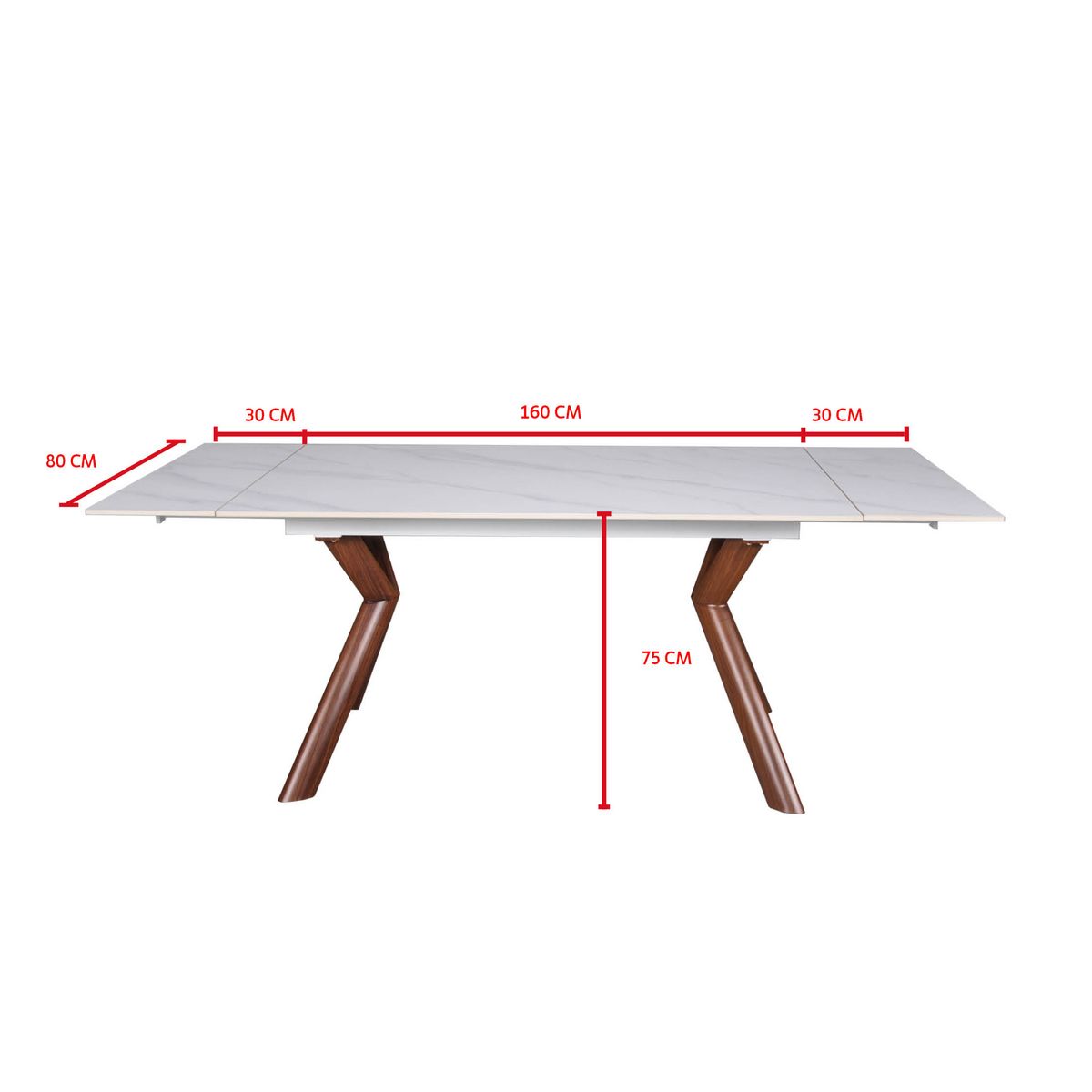 Table de séjour salle à manger extensible céramique effet marbre blanc L140/200 cm CARLO