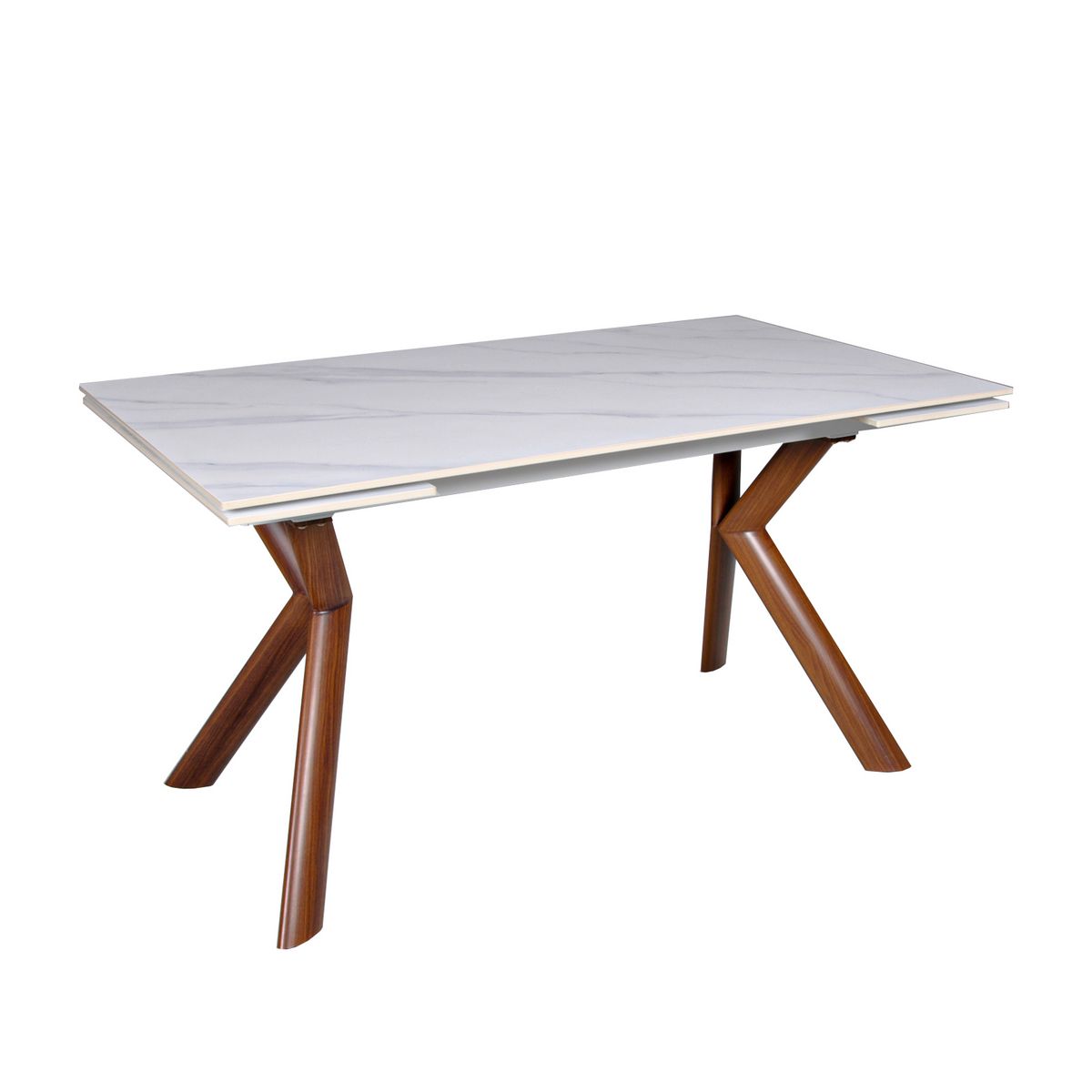 Table de séjour salle à manger extensible céramique effet marbre blanc L140/200 cm CARLO