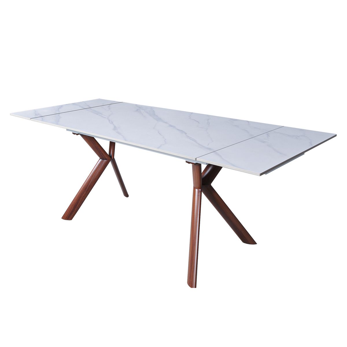 Table de séjour salle à manger extensible céramique effet marbre blanc L140/200 cm CARLO