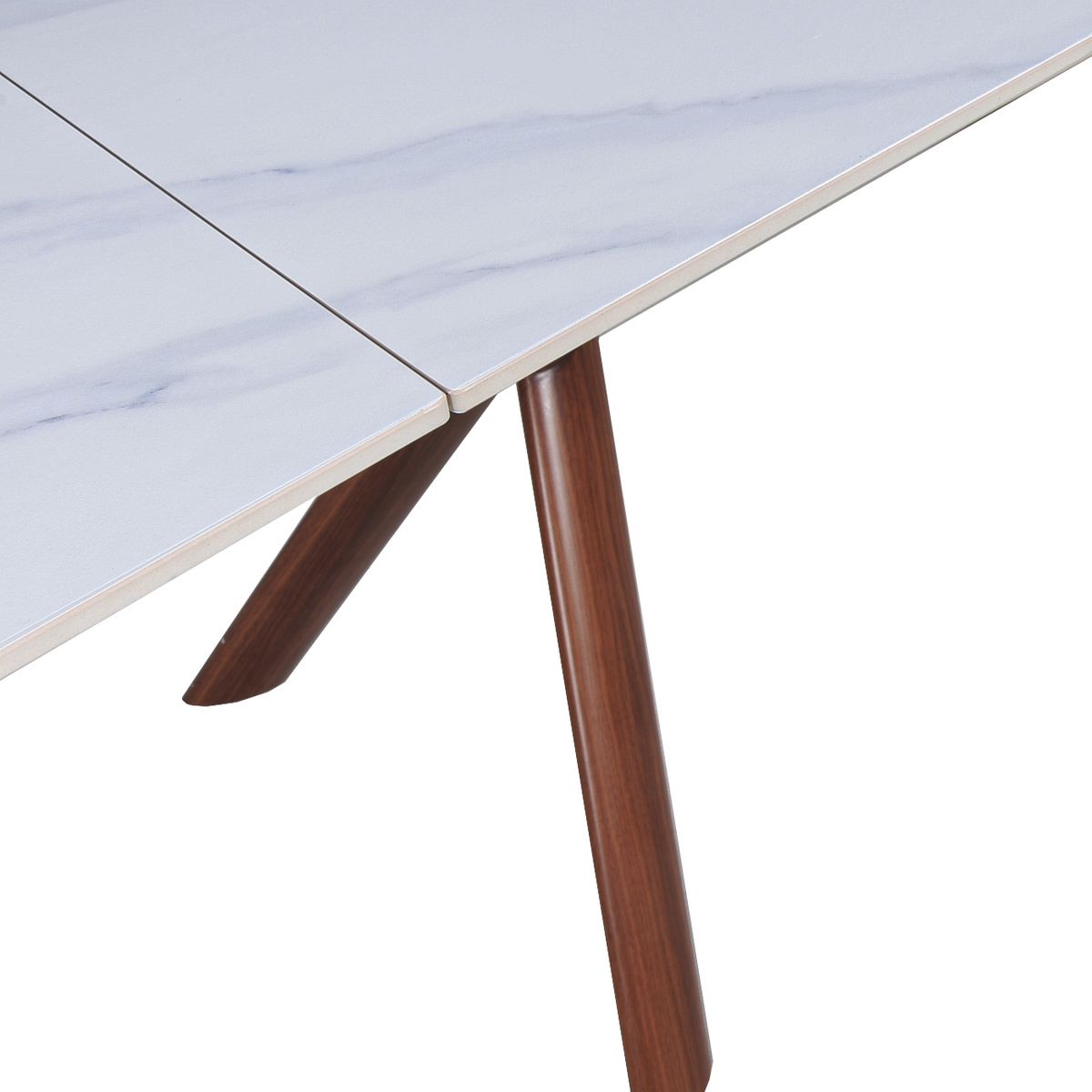 Table de séjour salle à manger extensible céramique effet marbre blanc L140/200 cm CARLO