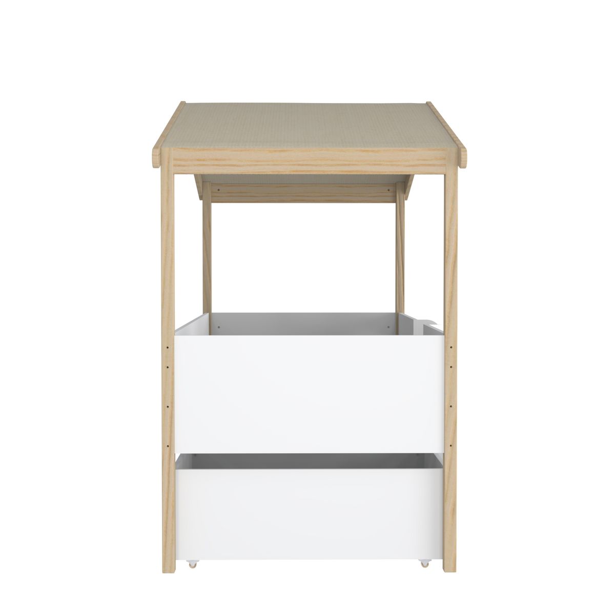 Lit cabane enfant 90 x 200 cm avec sommier, échelle et 2 tiroirs TOTEM