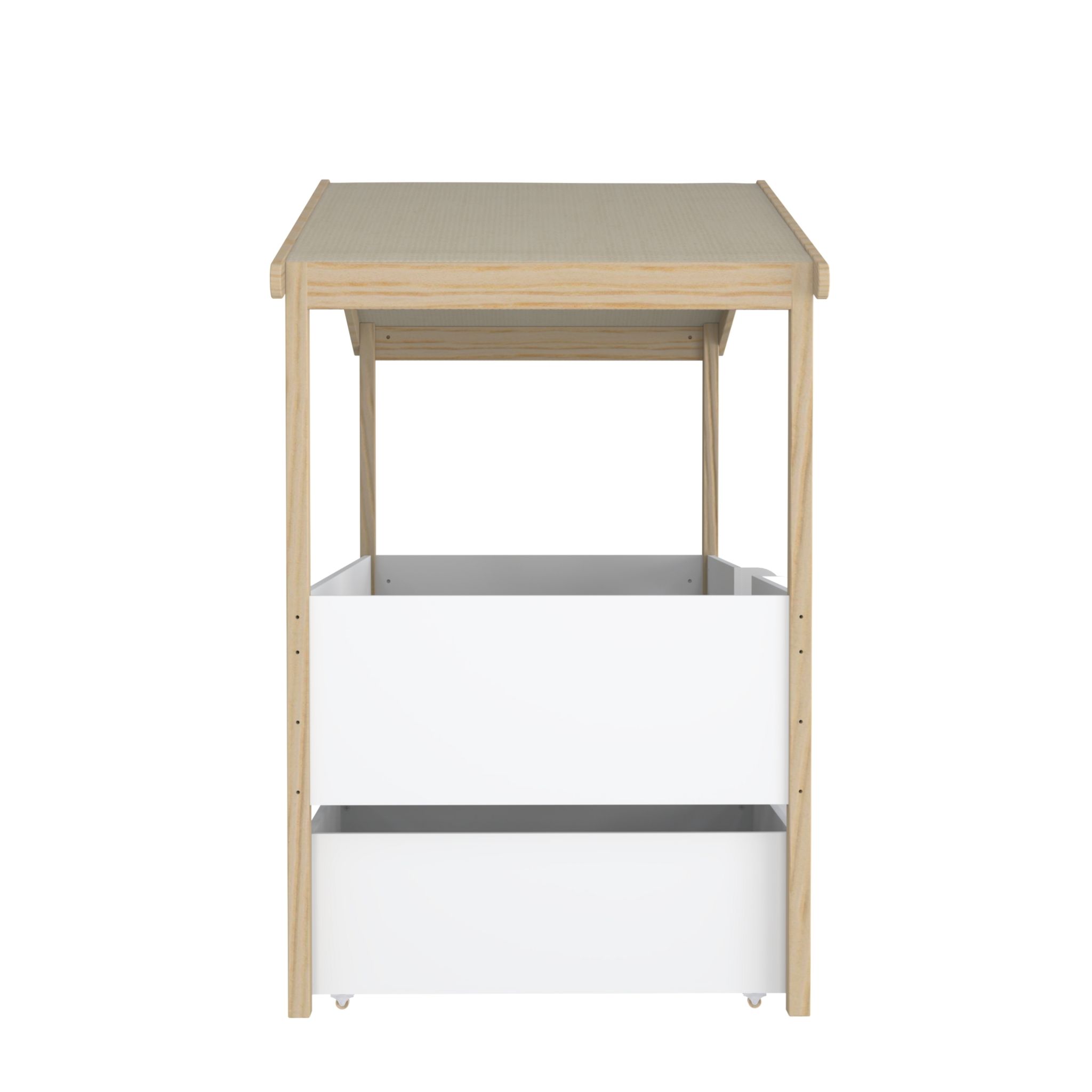 Voir la diapositive 5 : Lit cabane enfant 90 x 200 cm avec sommier, échelle et 2 tiroirs TOTEM