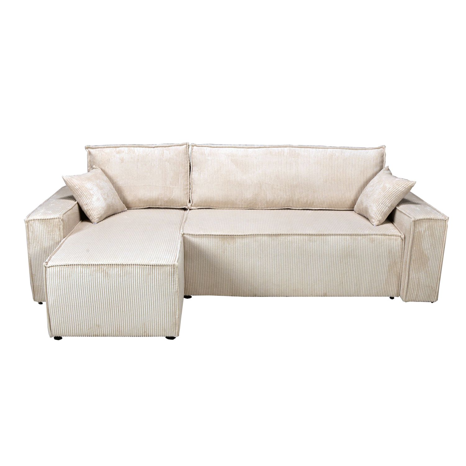 Voir la diapositive 2 : Canapé d'angle droit convertible coloris Beige MATTIA
