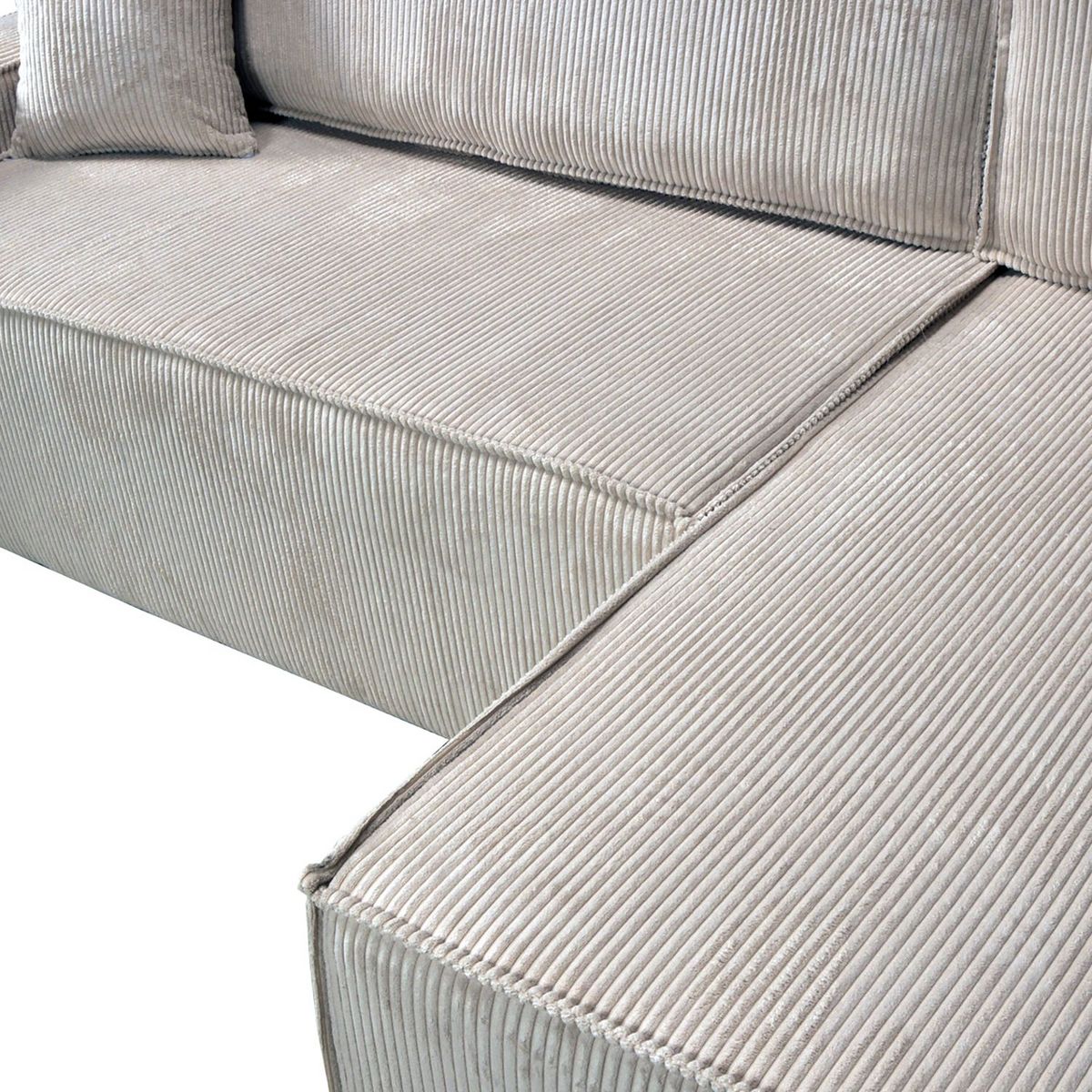 Canapé d'angle droit convertible coloris Beige MATTIA