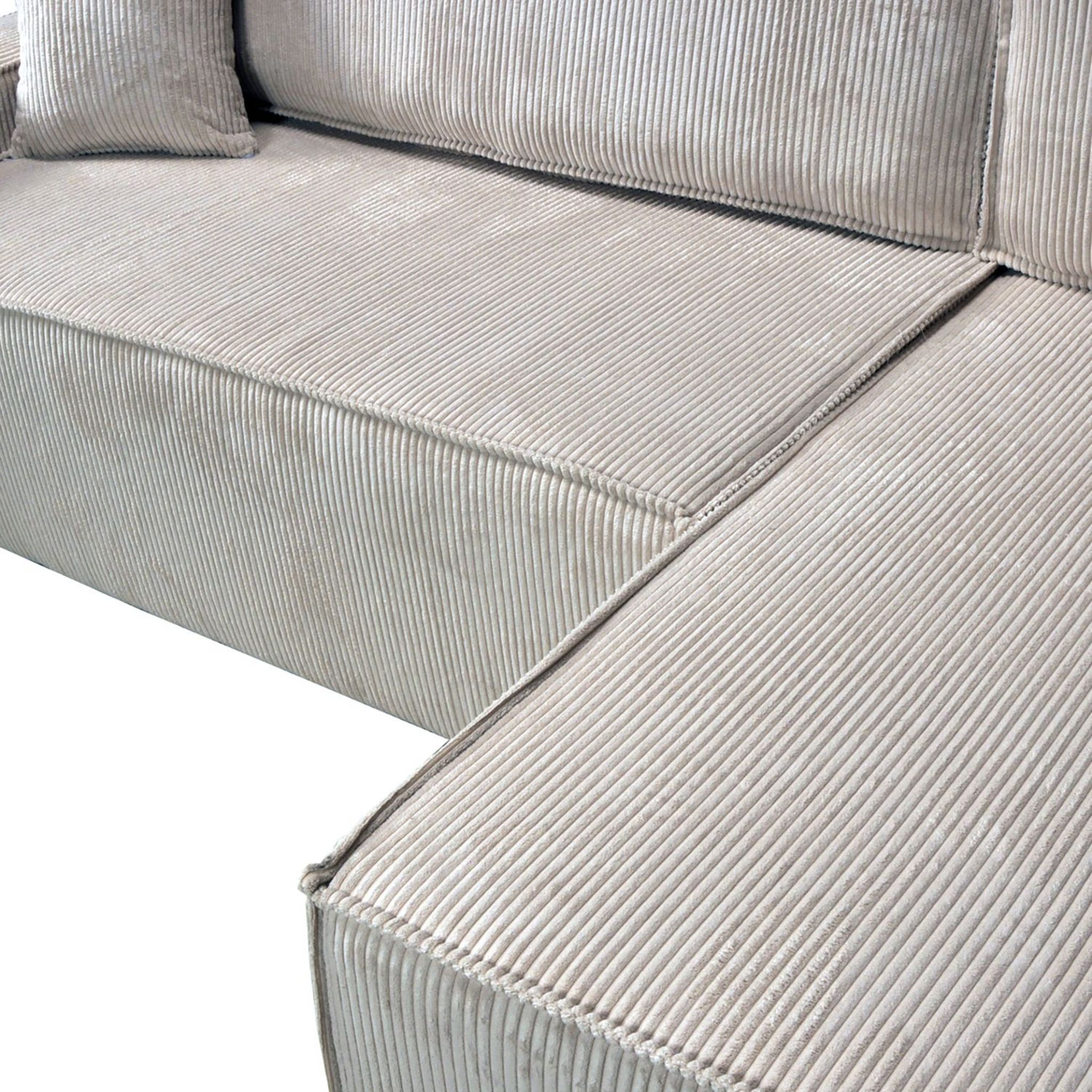 Voir la diapositive 4 : Canapé d'angle droit convertible coloris Beige MATTIA