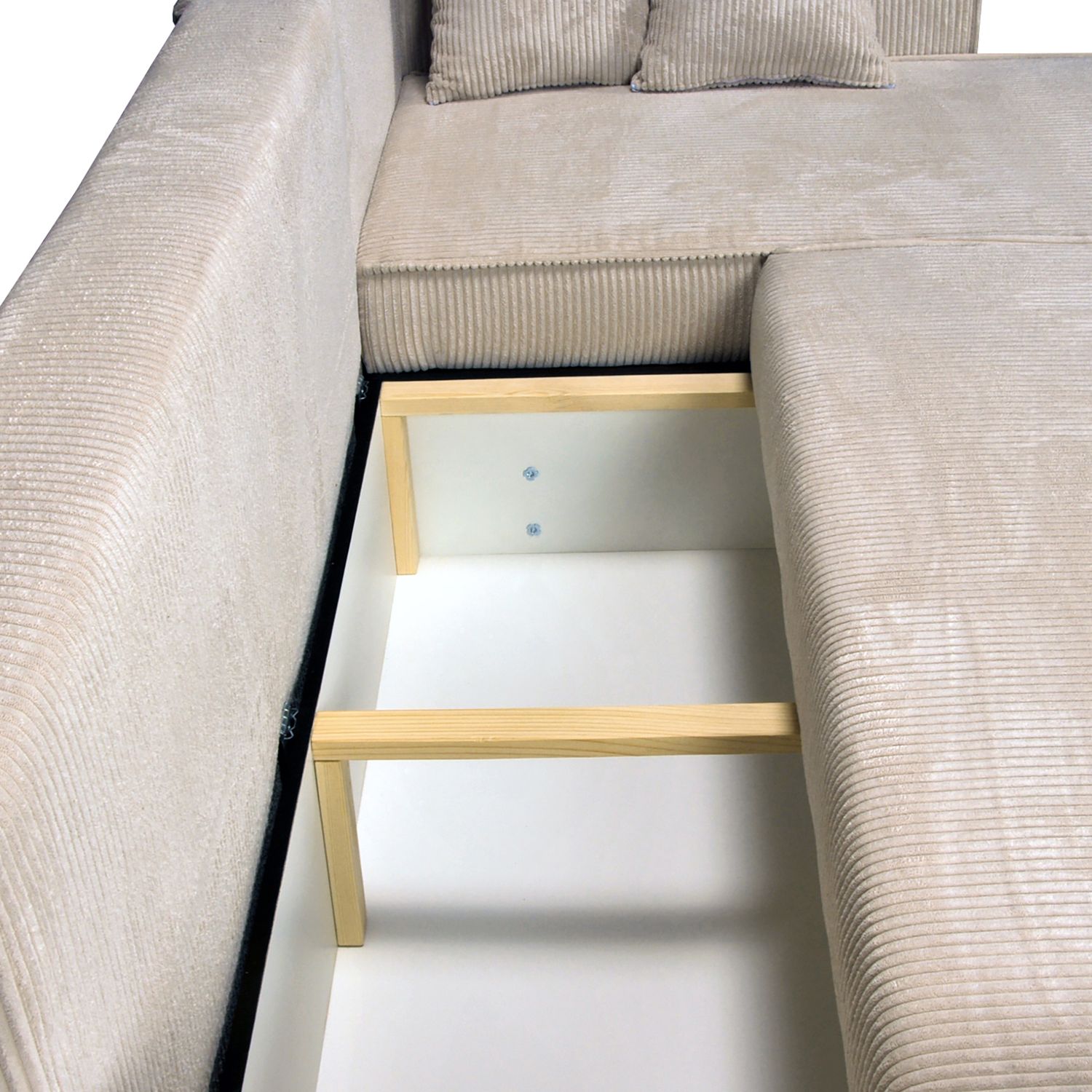 Voir la diapositive 6 : Canapé d'angle droit convertible coloris Beige MATTIA