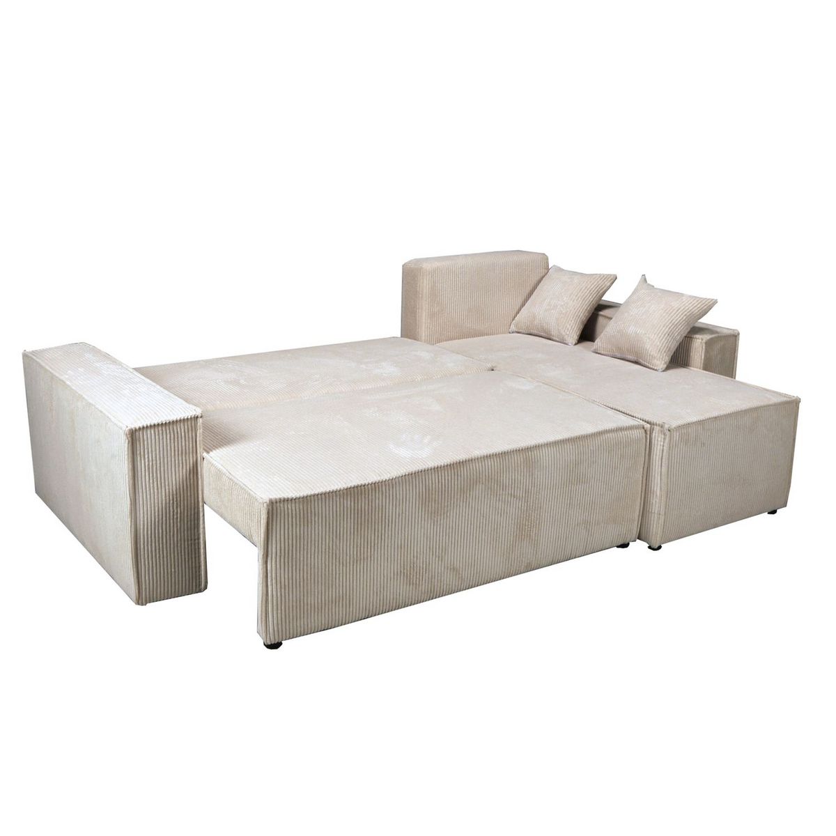 Canapé d'angle droit convertible coloris Beige MATTIA