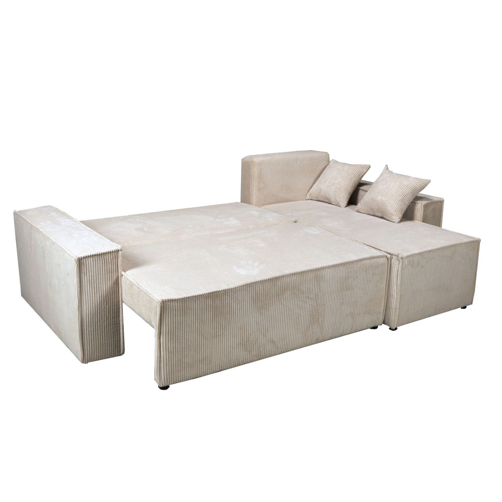 Voir la diapositive 7 : Canapé d'angle droit convertible coloris Beige MATTIA