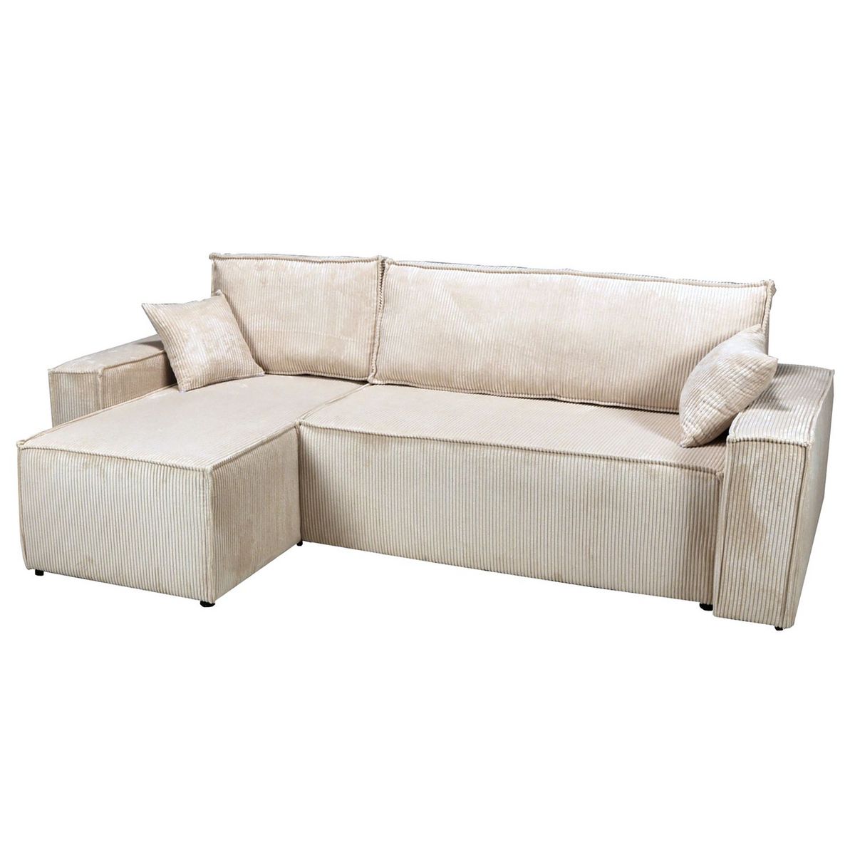 Canapé d'angle droit convertible coloris Beige MATTIA