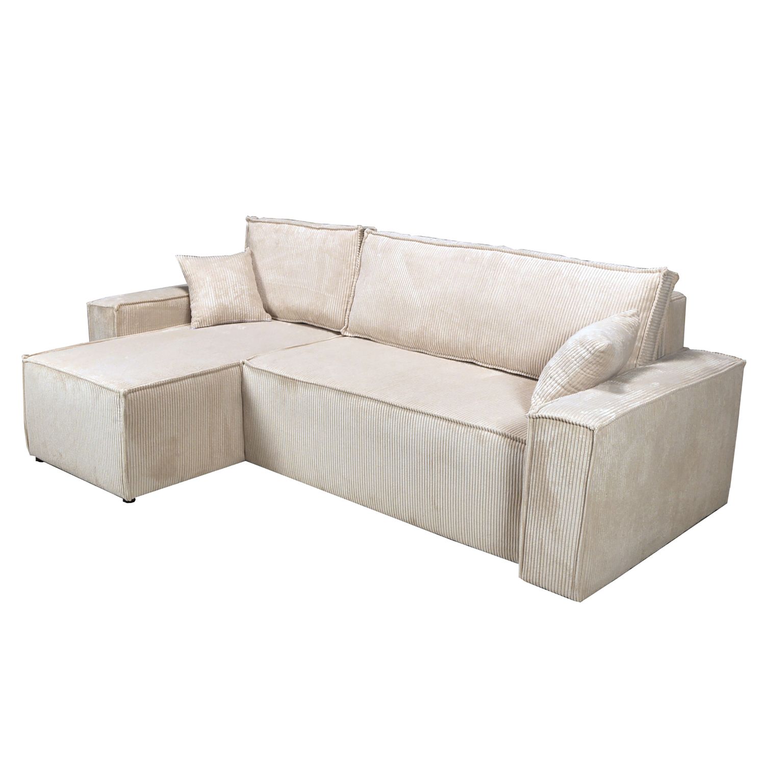 Voir la diapositive 9 : Canapé d'angle droit convertible coloris Beige MATTIA