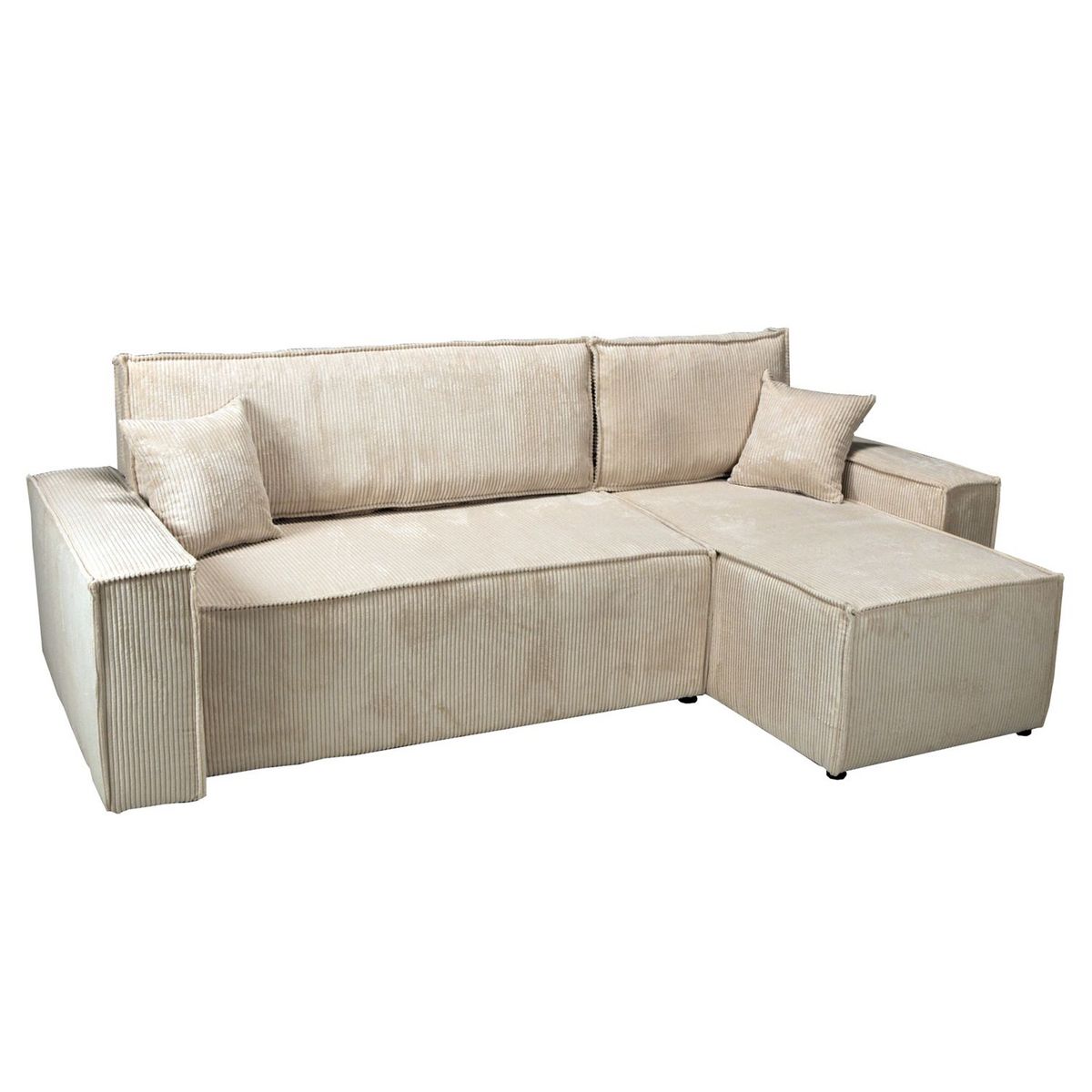 Canapé d'angle droit convertible coloris Beige MATTIA