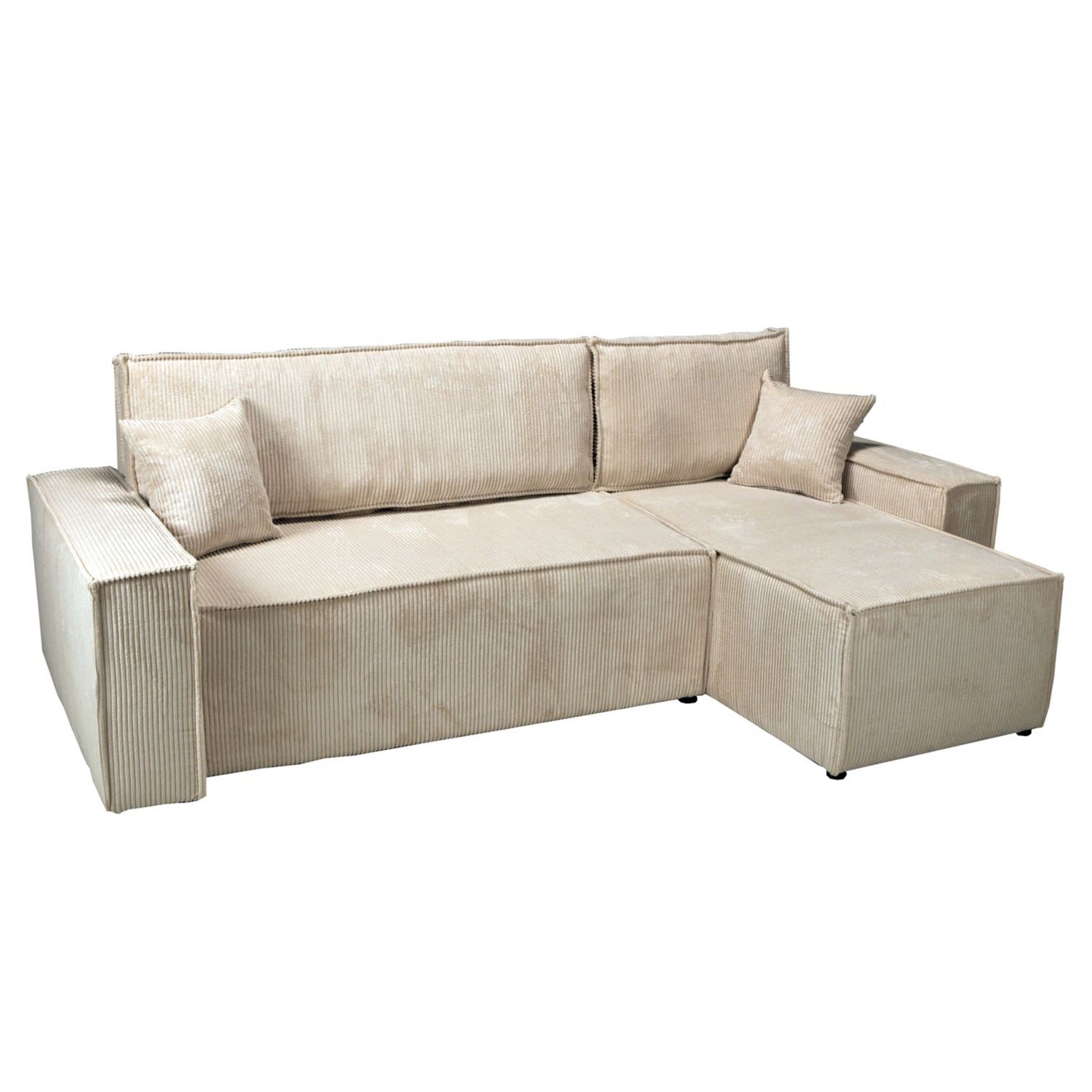 Voir la diapositive 10 : Canapé d'angle droit convertible coloris Beige MATTIA