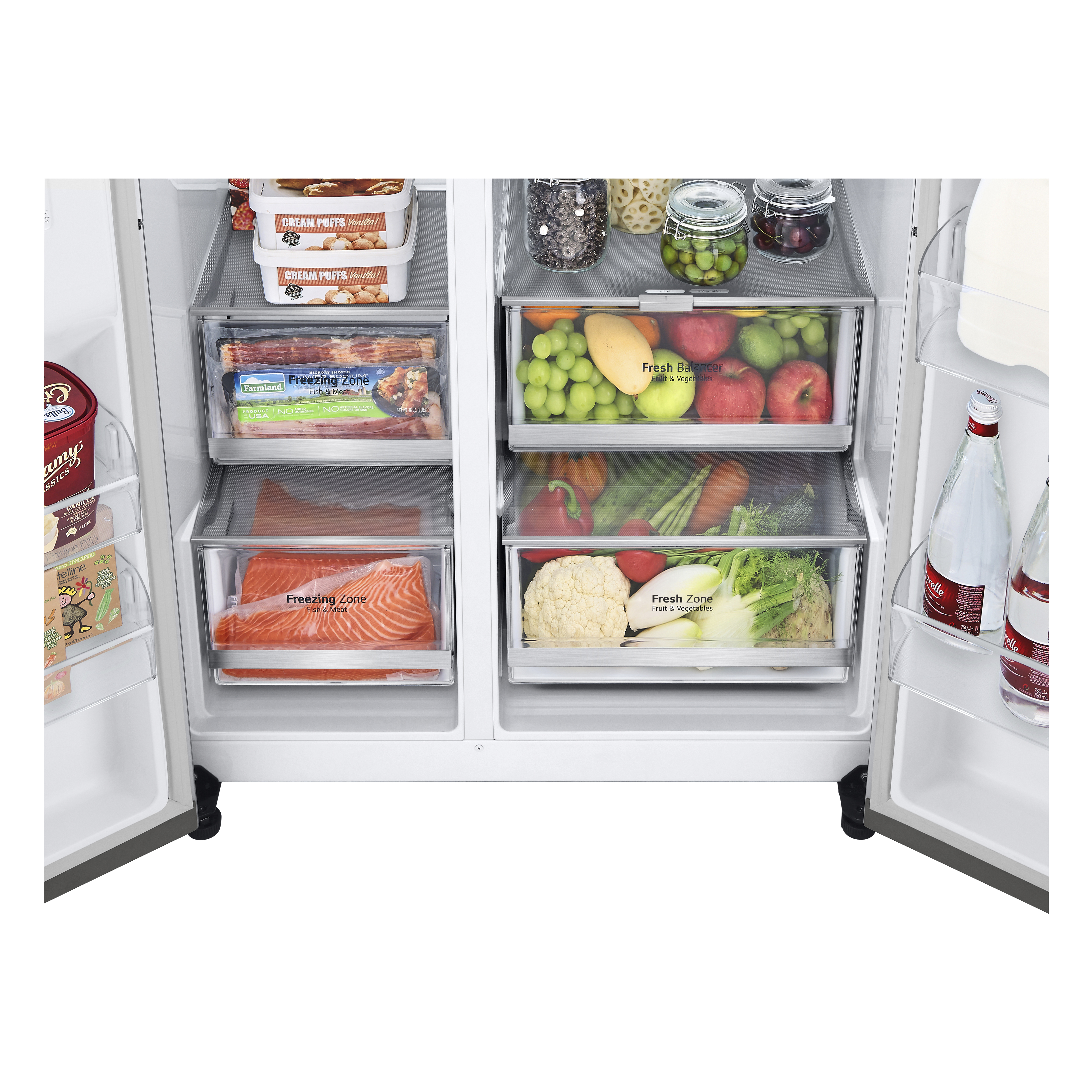 Voir la diapositive 5 : LG Réfrigérateur américain GSGV80PYLD, 635 L, Froid ventilé No Frost, D