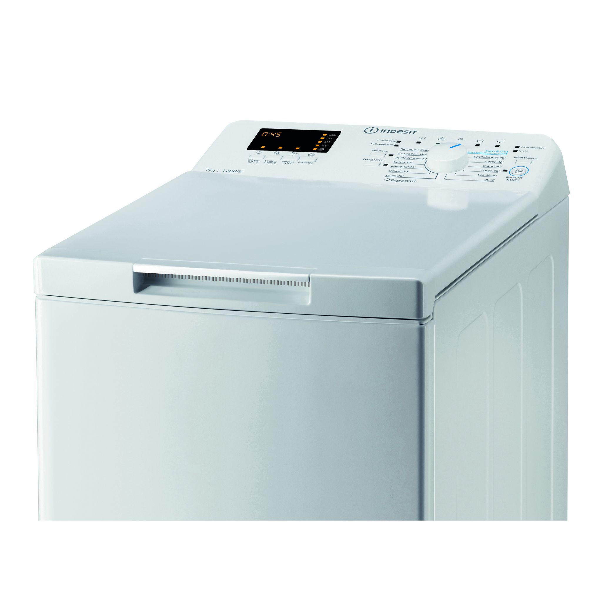 Voir la diapositive 2 : INDESIT Lave linge top BTWS72200FR/N, 7 kg, 1200 T/min, E