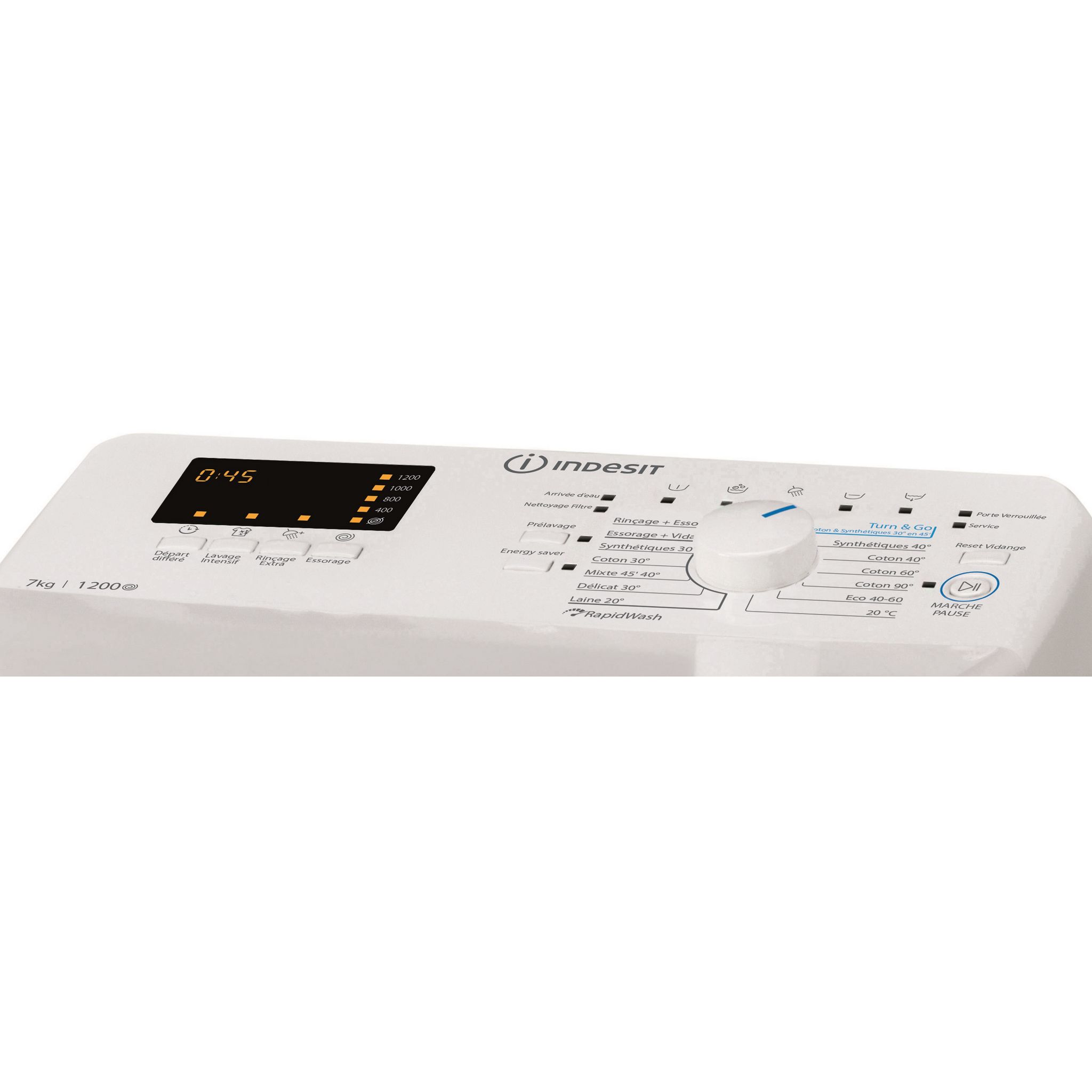 Voir la diapositive 3 : INDESIT Lave linge top BTWS72200FR/N, 7 kg, 1200 T/min, E