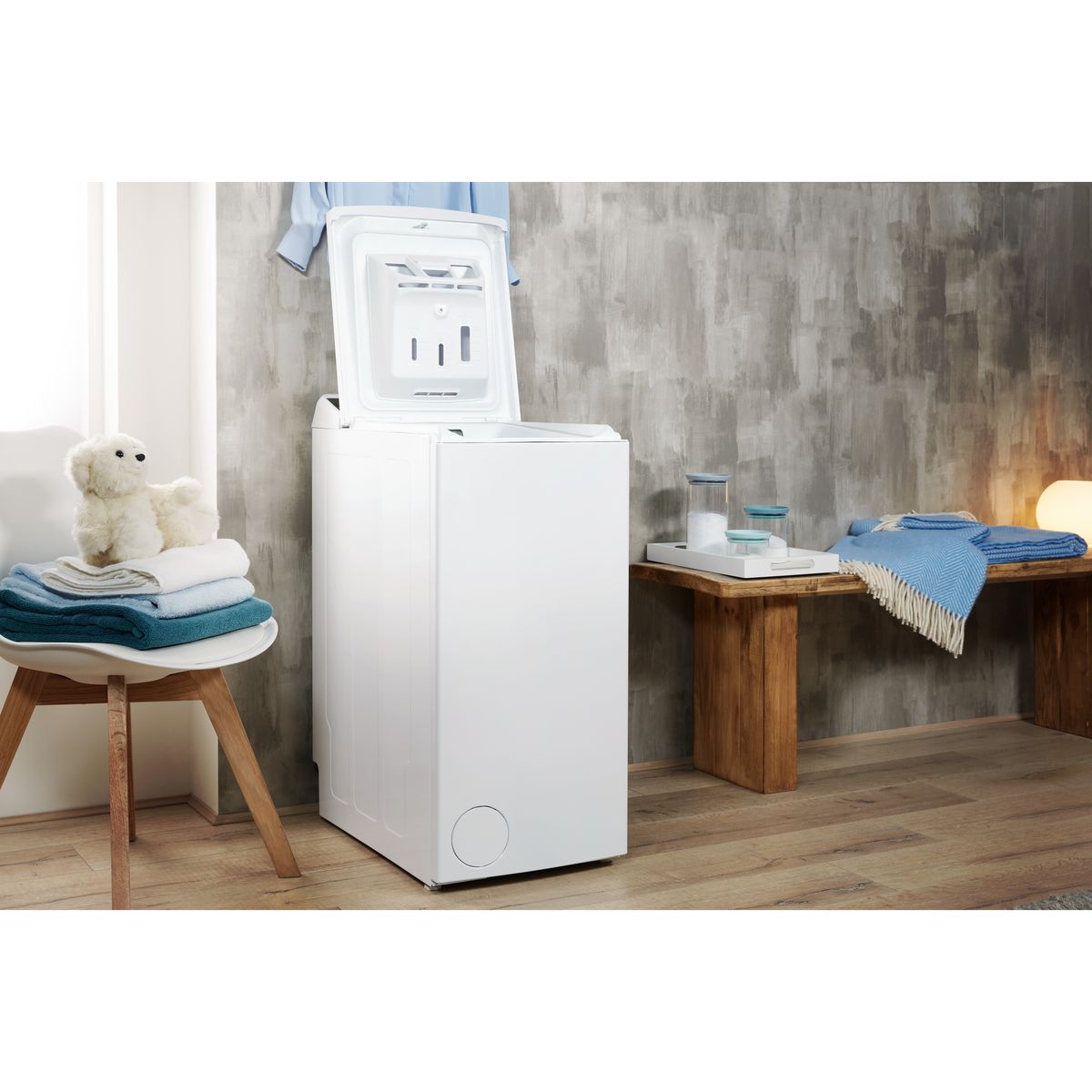 INDESIT Lave linge top BTWS72200FR/N, 7 kg, 1200 T/min, E