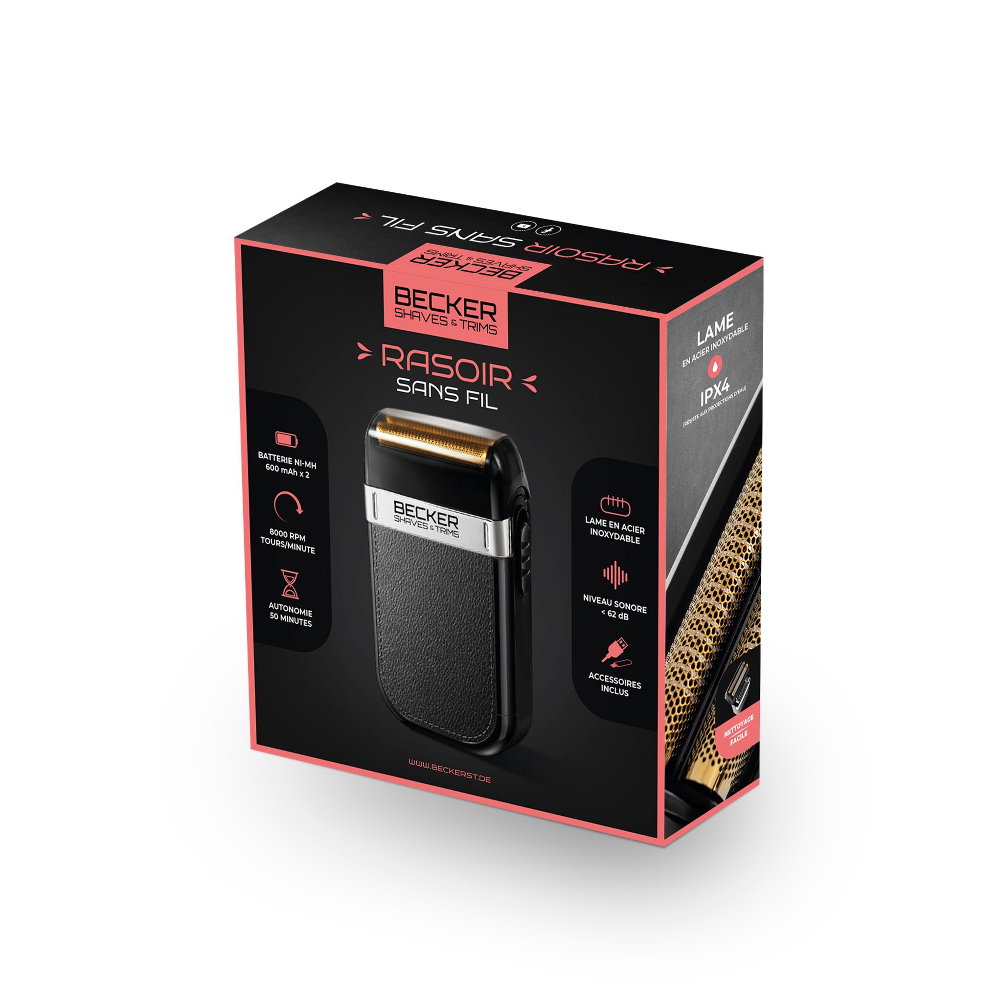 Voir la diapositive 8 : BECKER SHAVES & TRIMS Rasoir sans fil SHAVEX - Noir