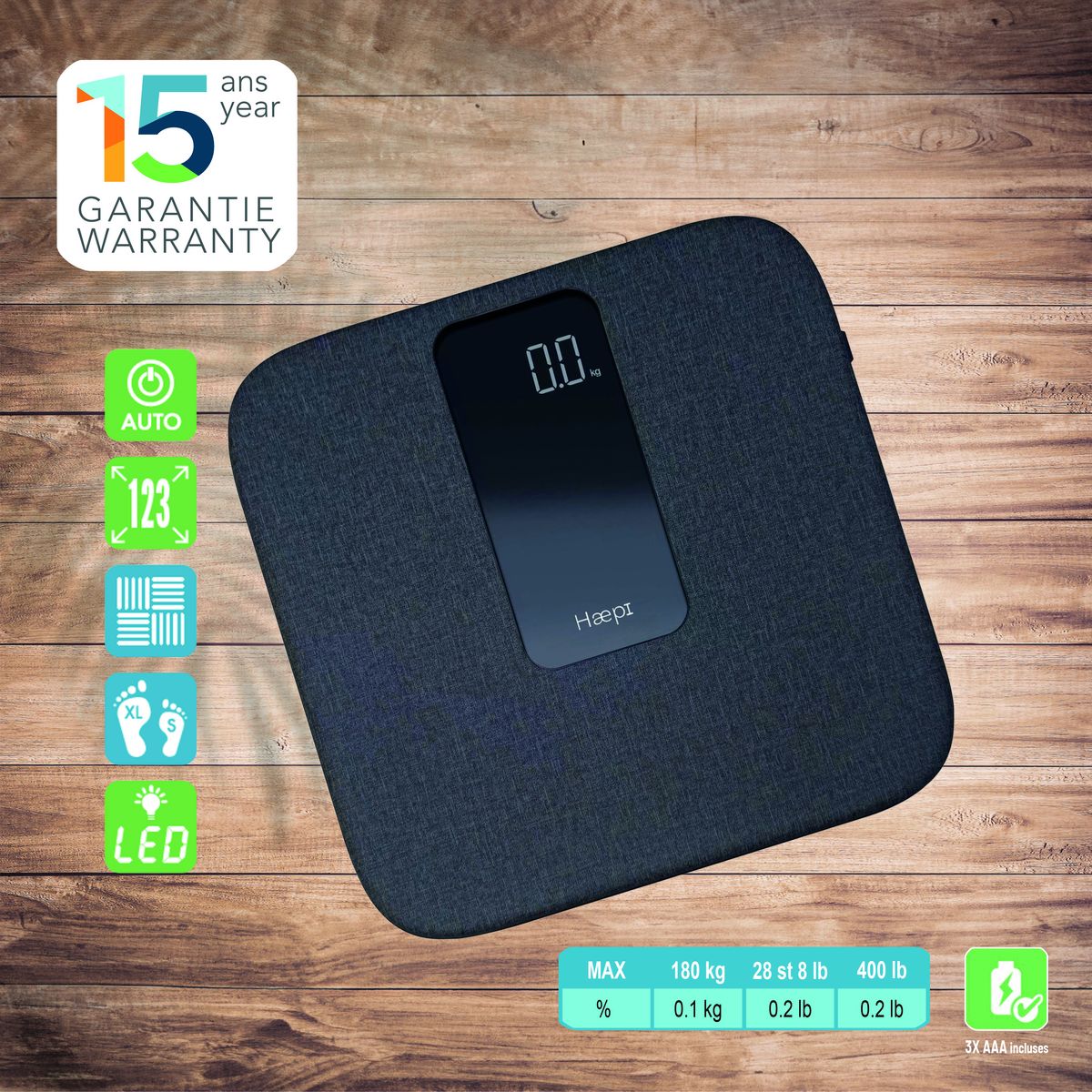HAEPI Pèse personne électronique HI-EMMA-BK - Anthracite