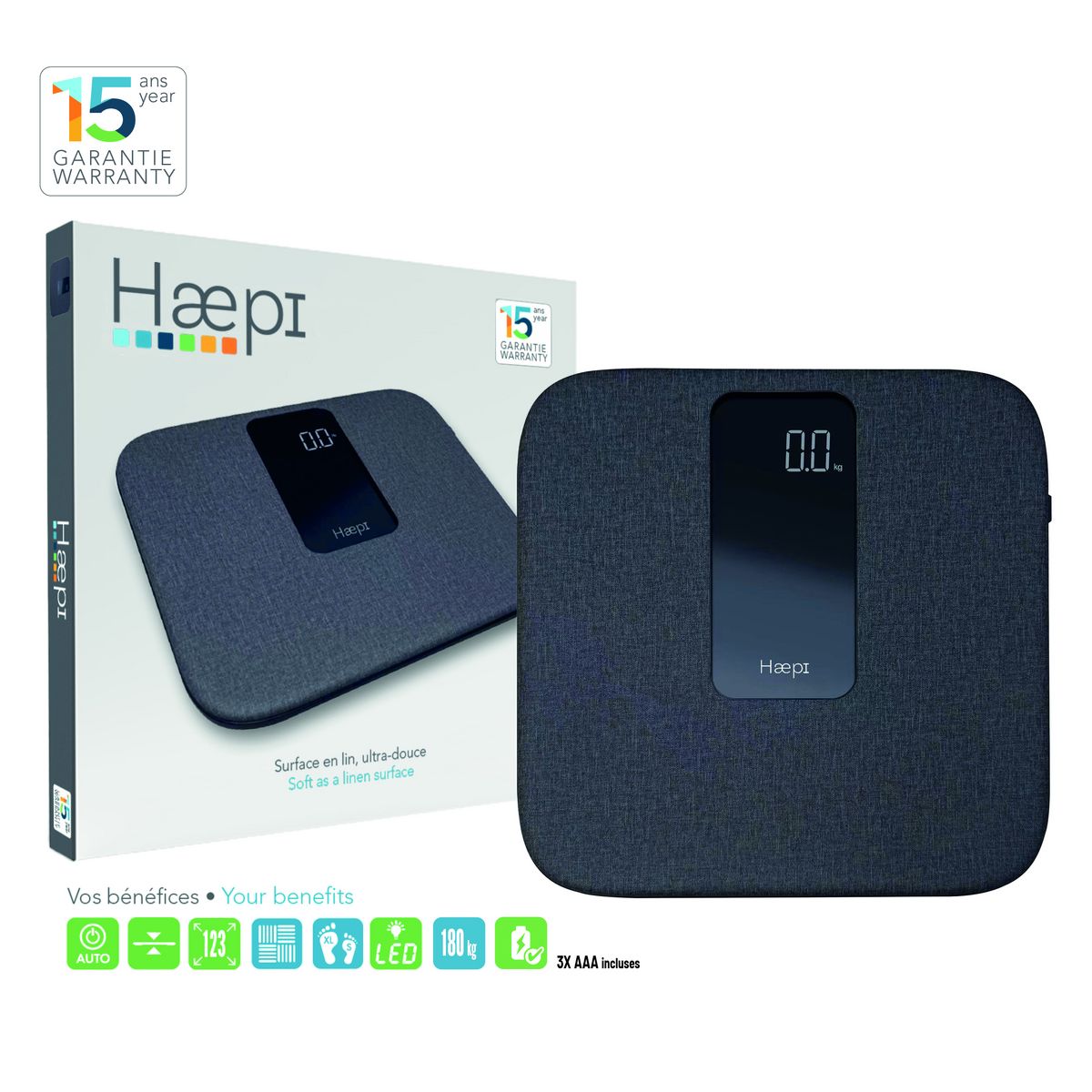 HAEPI Pèse personne électronique HI-EMMA-BK - Anthracite