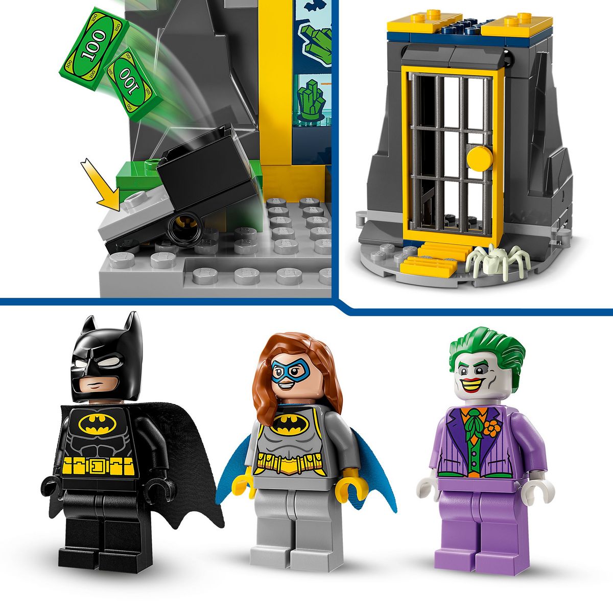 LEGO DC Comics Batman 76272 - La Batcave avec Batman, Batgirl et Le Joker - Jouet de Super-héros pour Enfants -Set de Construction et Véhicule